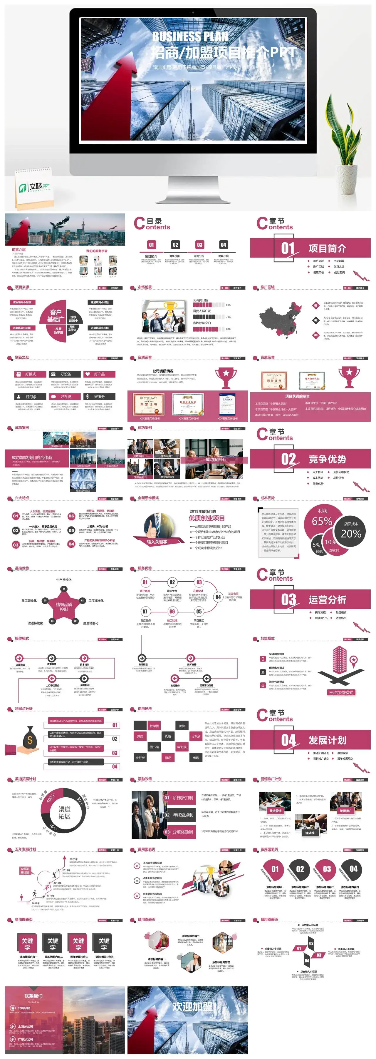 精致动感商业计划书招商加盟项目推介PPT模板