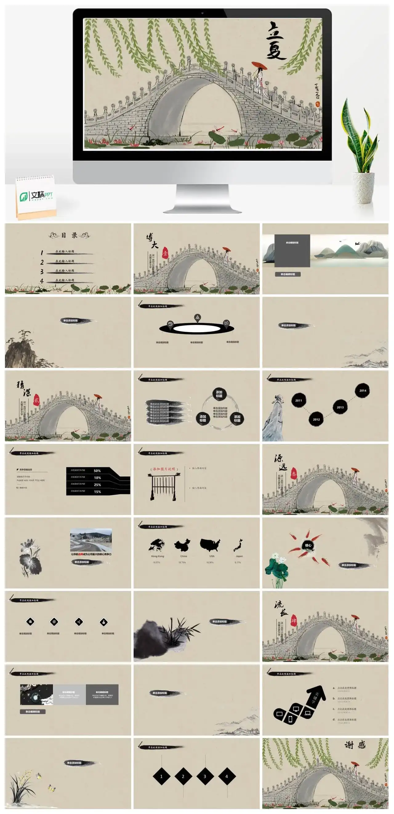 中国风清新立夏节气活动主题PPT模板