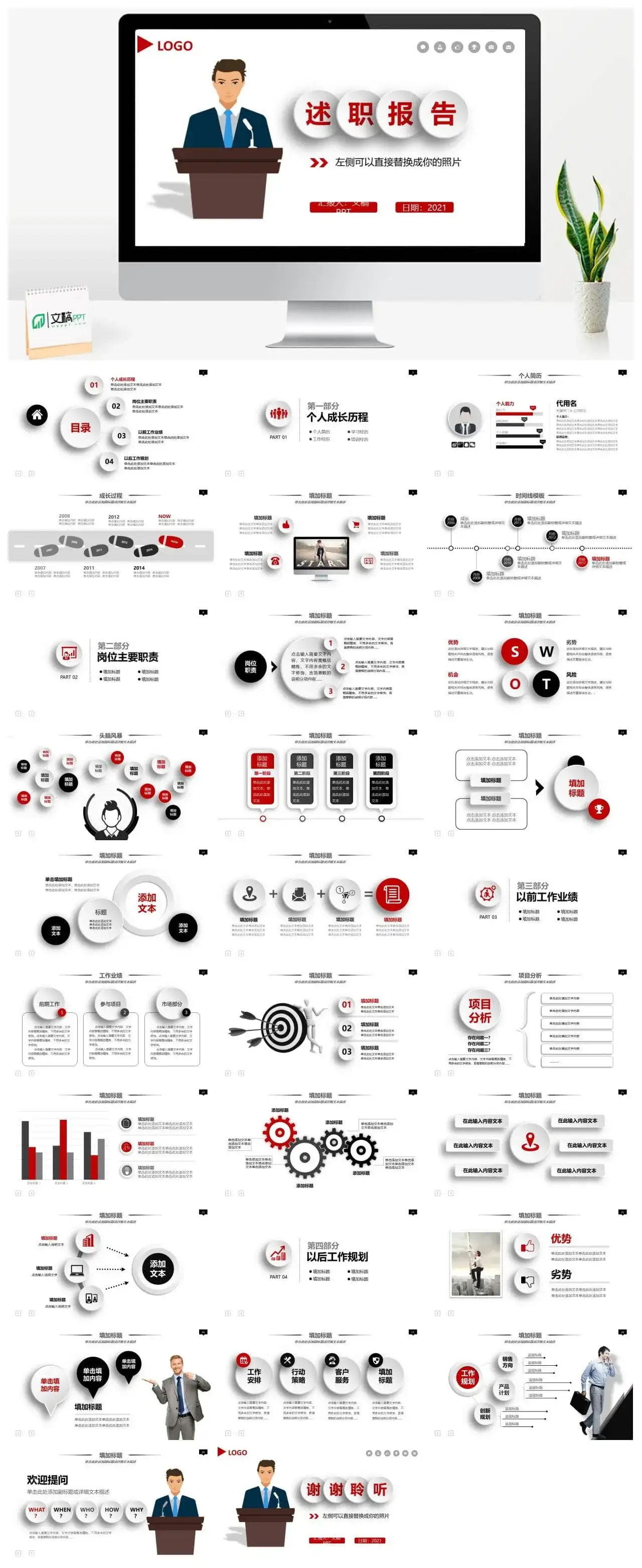 微粒体述职报告PPT模板