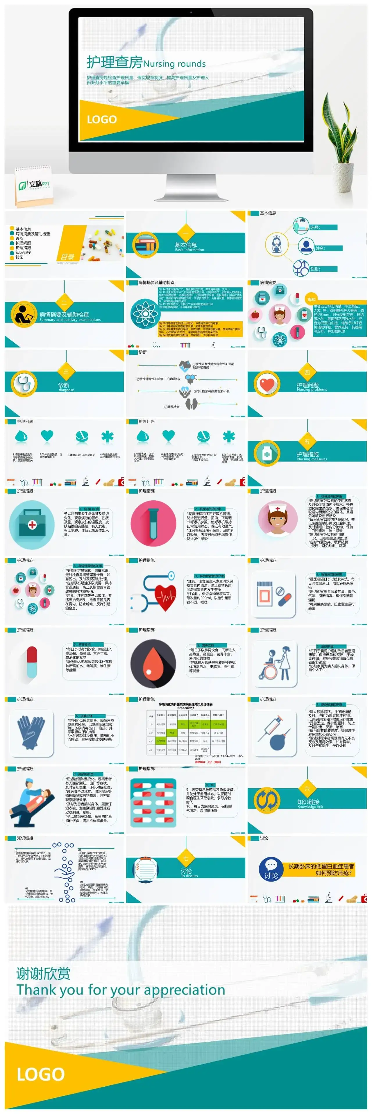扁平化护理查房基础知识培训PPT模板
