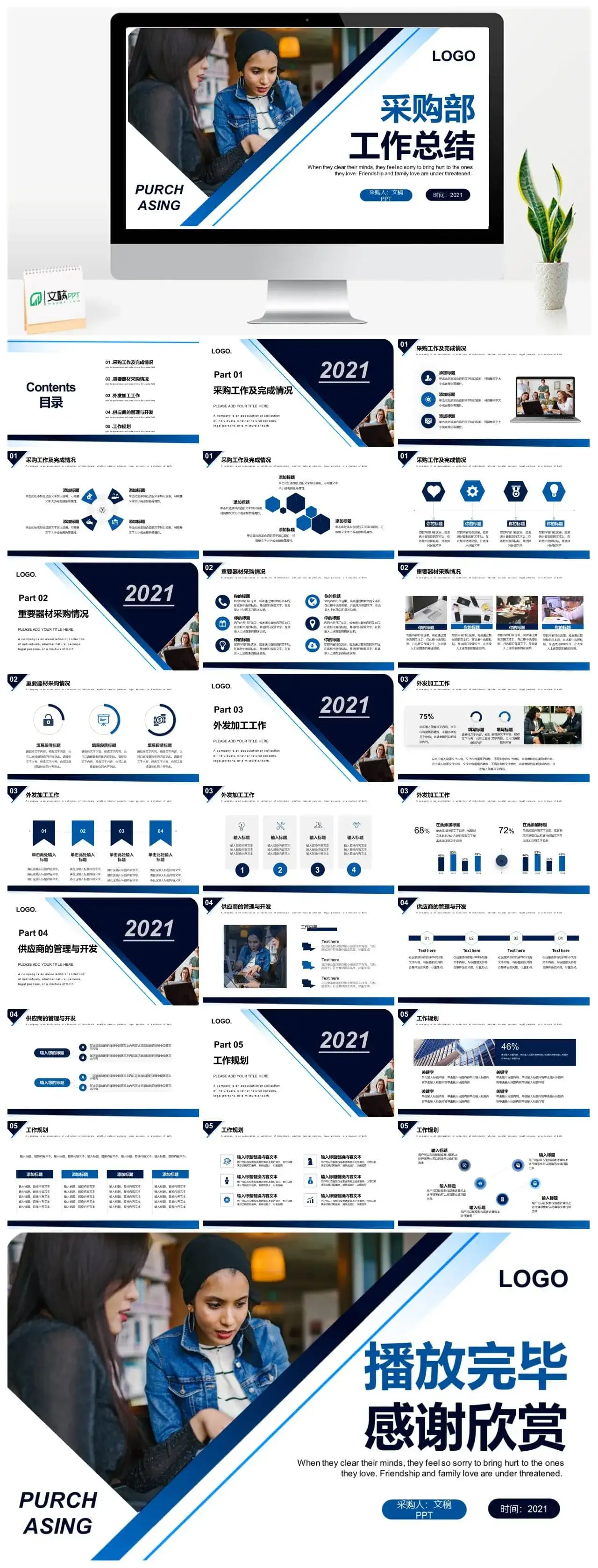 商务风公司采购部工作汇报PPT模板