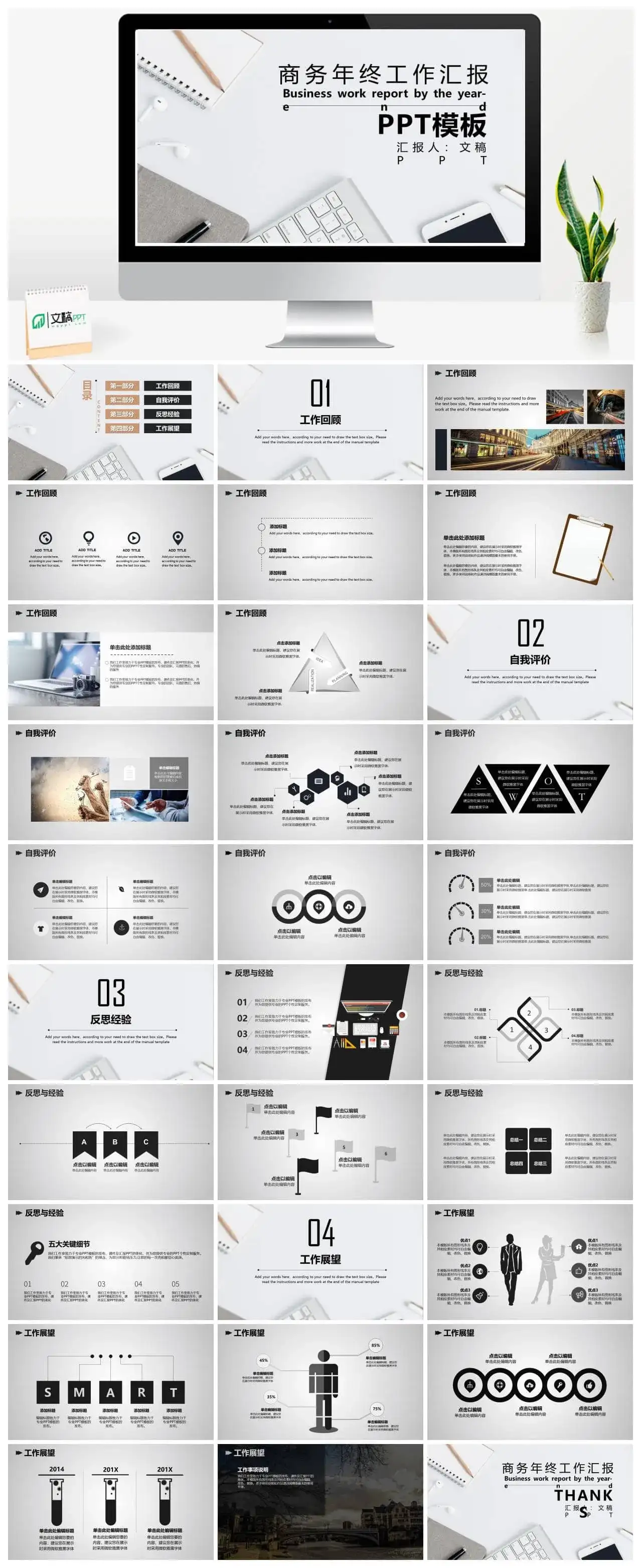 工作总结简约实用商务年终工作汇报PPT模板