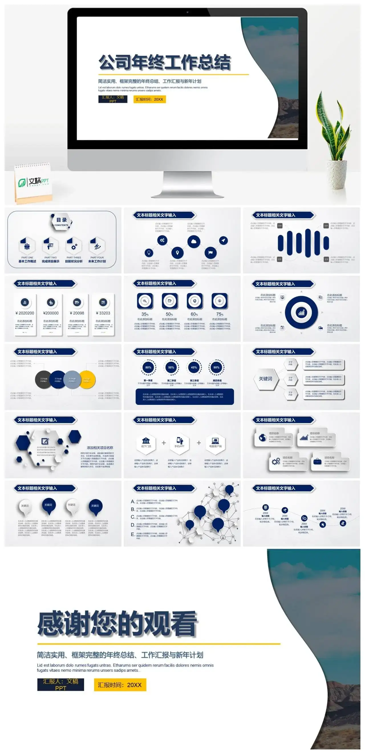 公司年终总结策划商务报告PPT模板