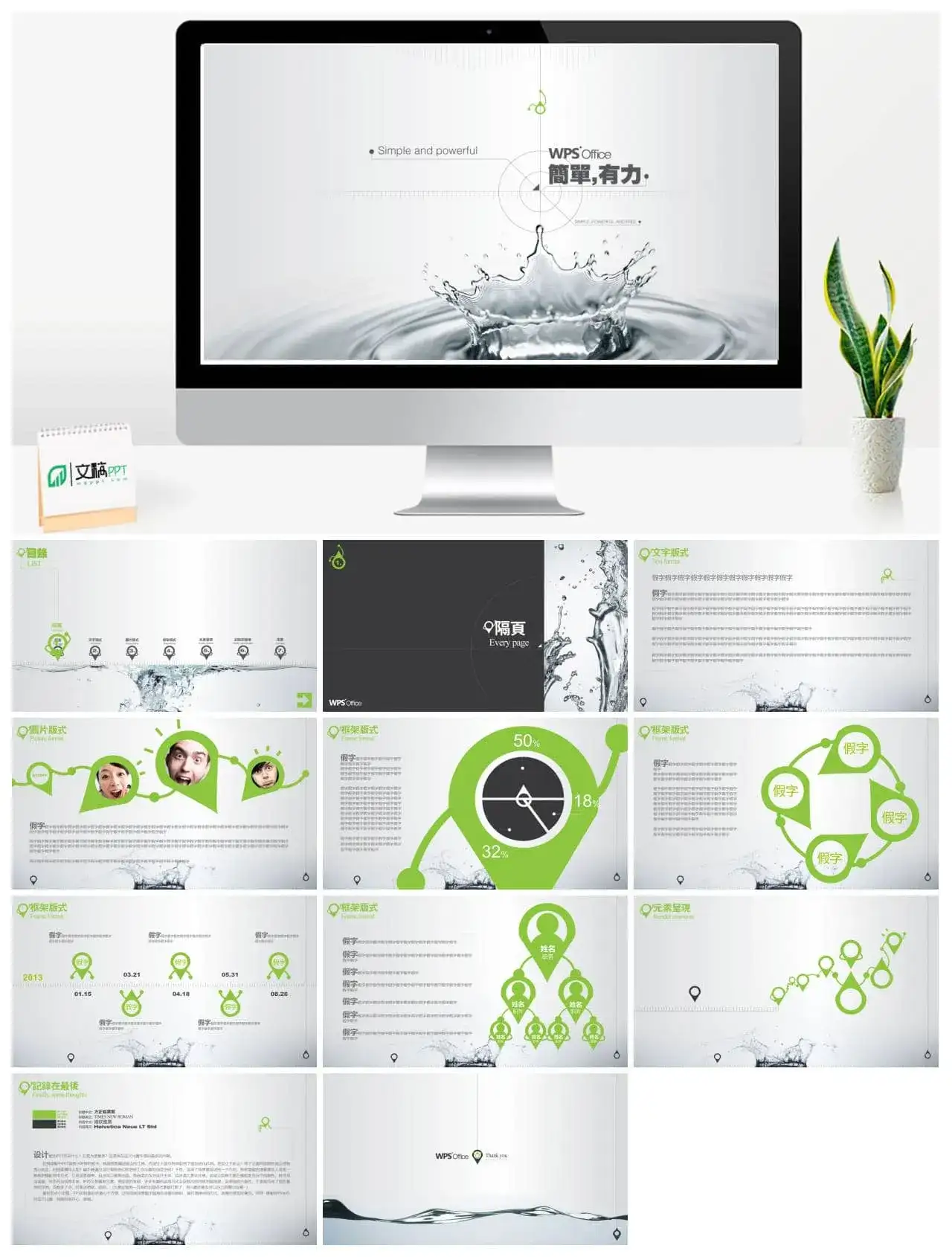 创意动态水花溅射PPT模板