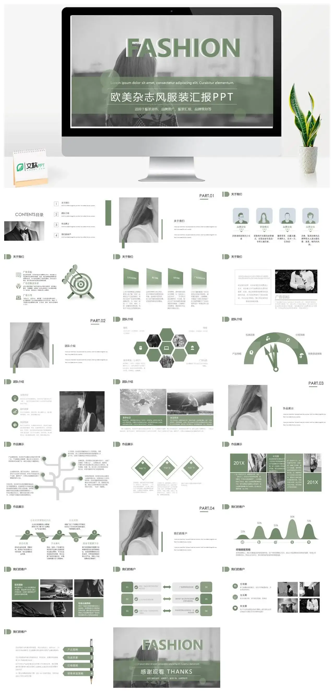 欧美大气杂志服装宣传品牌推广PPT模板