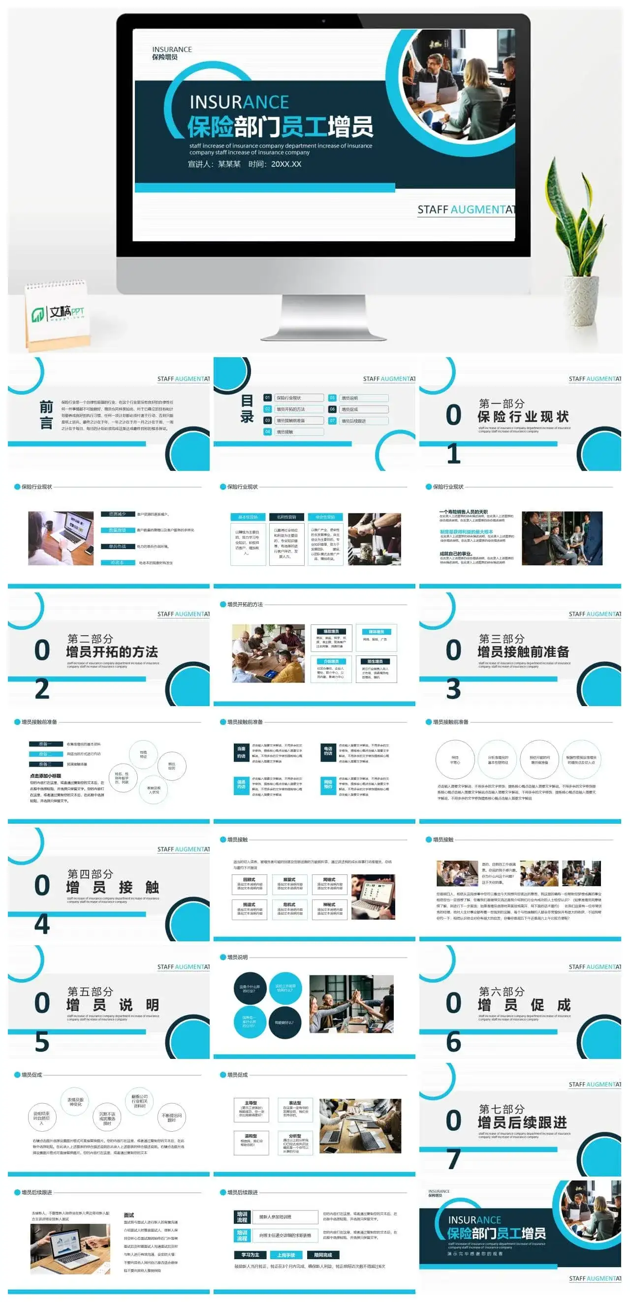 保险部门员工增员动态PPT