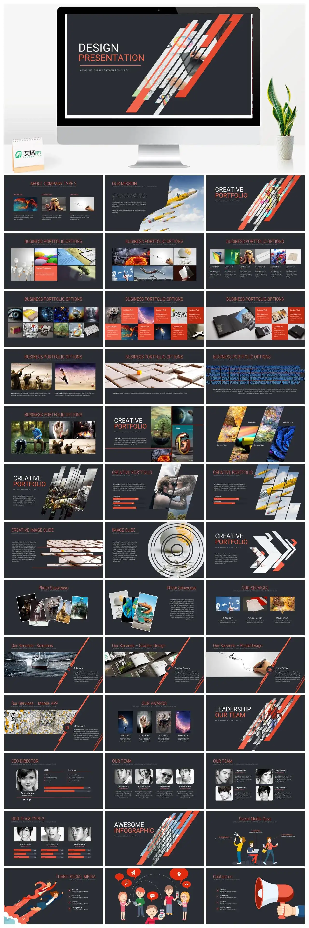 黑色简约英文杂志风设计作品集作品