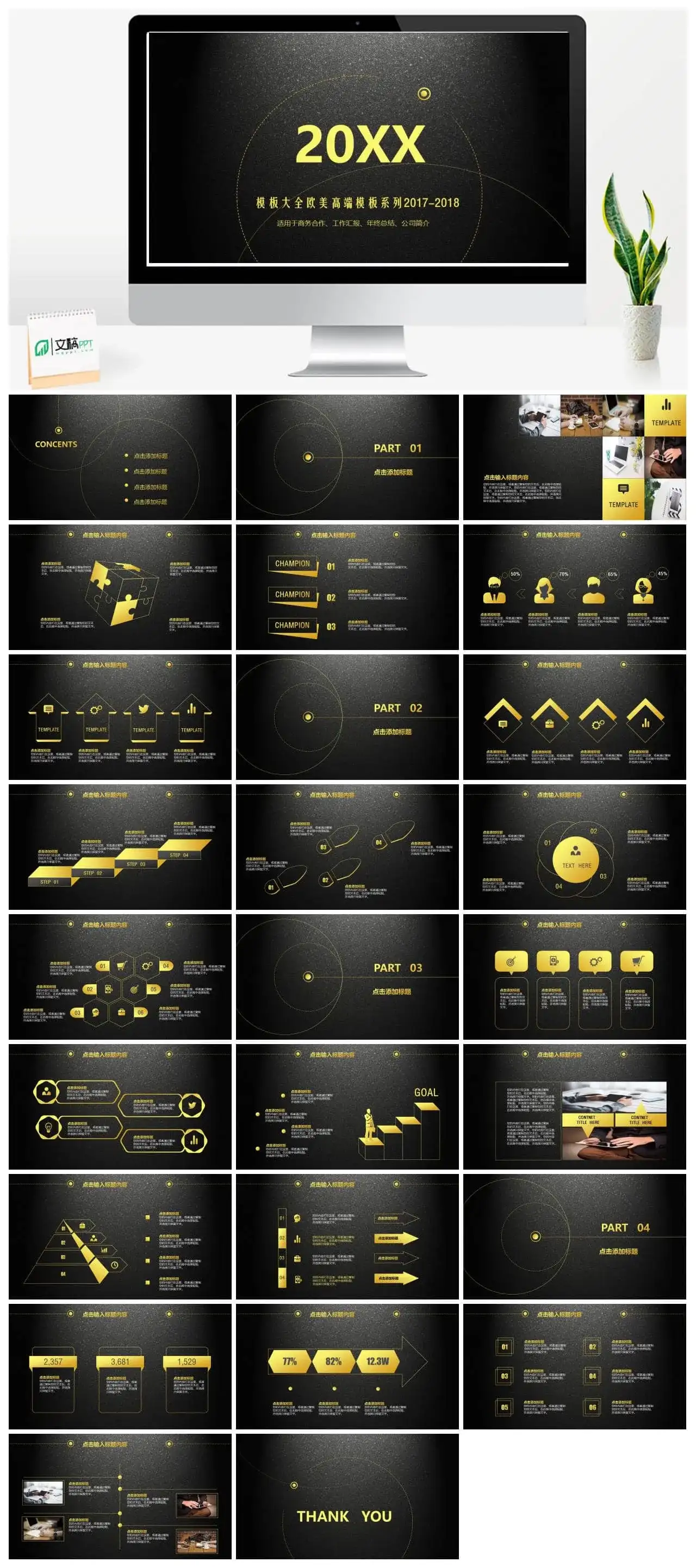 欧美商务合作年终总结通用高端大气PPT模板