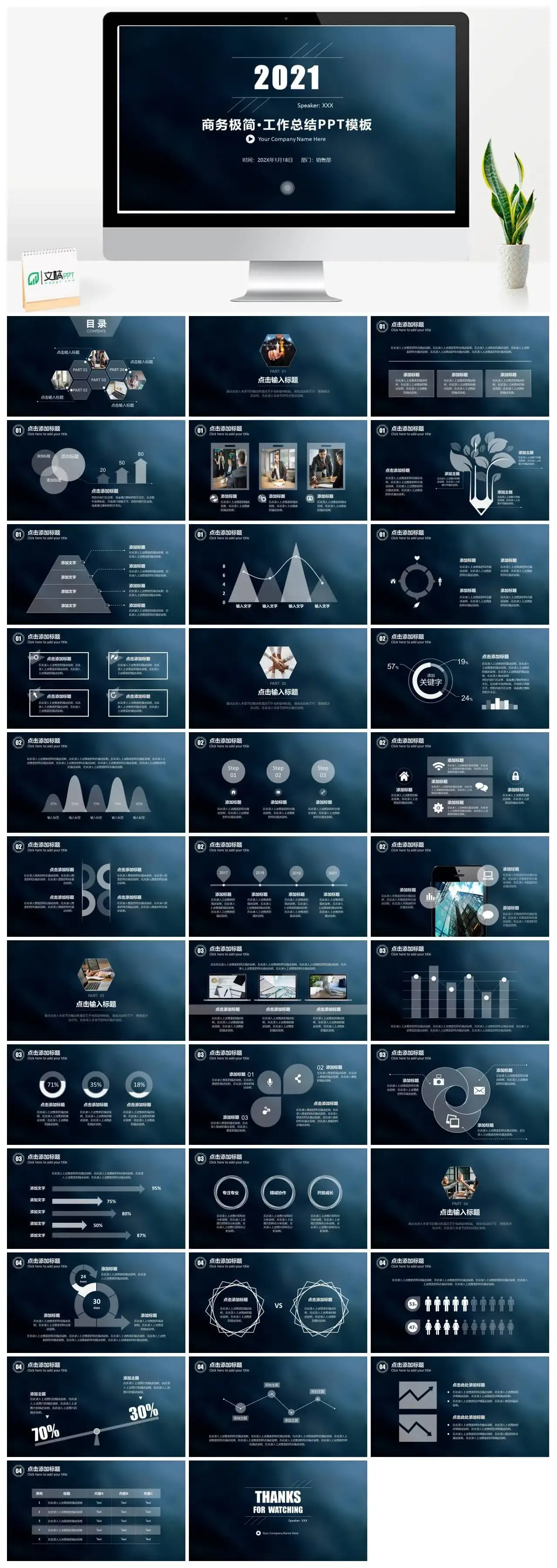 2022商务极简极致简约IOS欧美风工作总结计划总结PPT模板