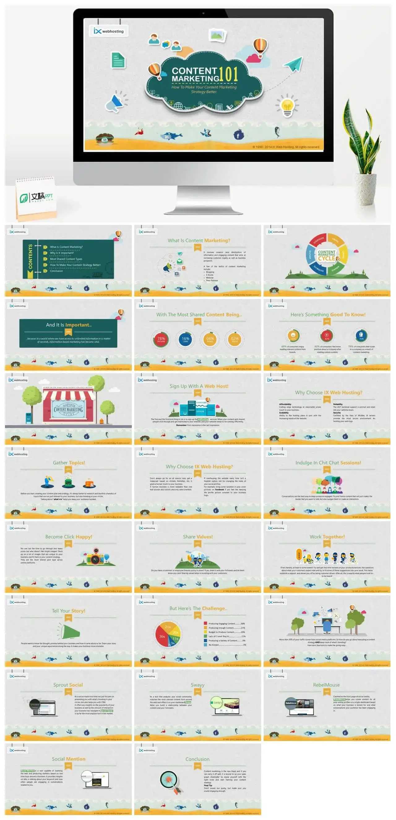 创意卡通剪贴画风格PPT模板