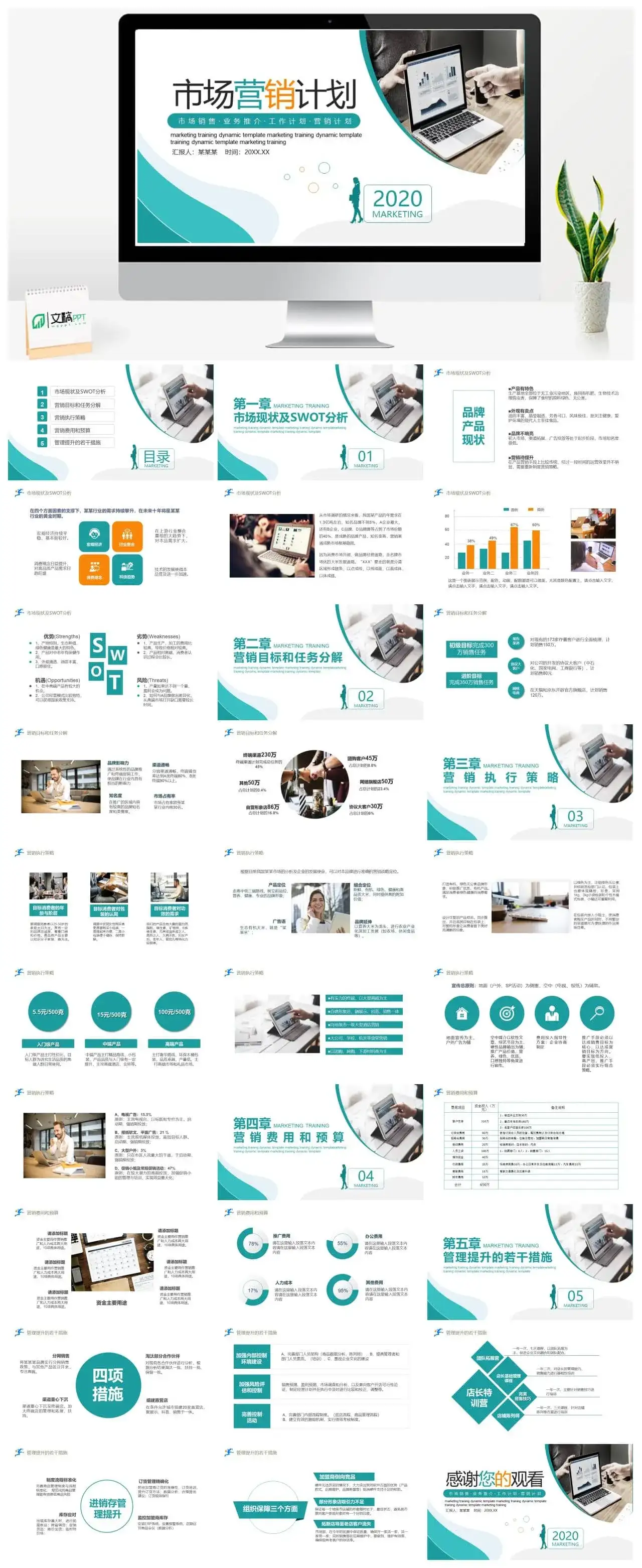 商务风品牌市场营销计划动态PPT模板