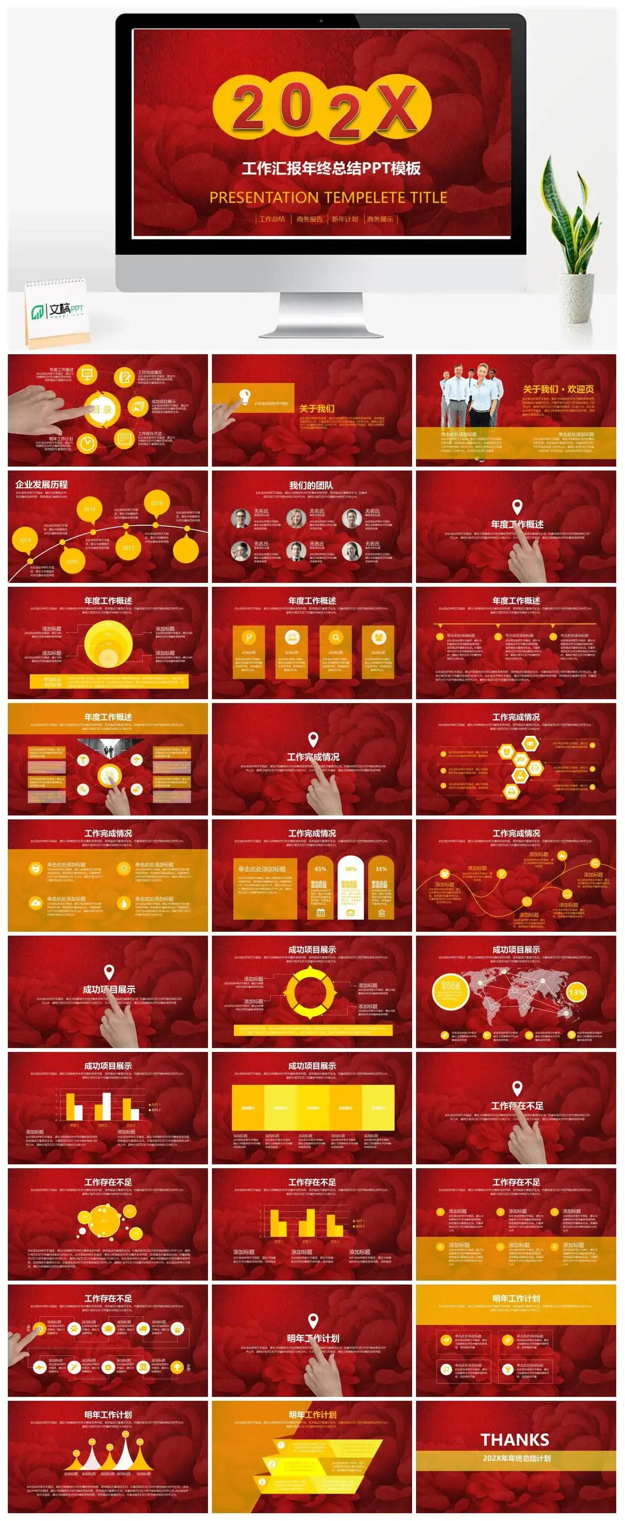 商务汇报工作汇报年终总结PPT模板