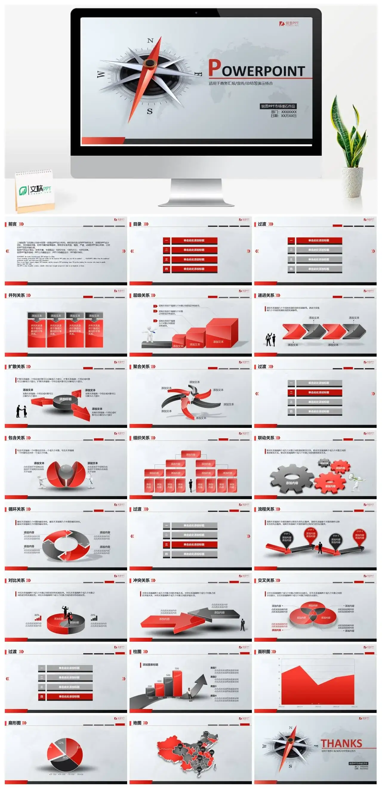 大气商务实用多图表PPT模板