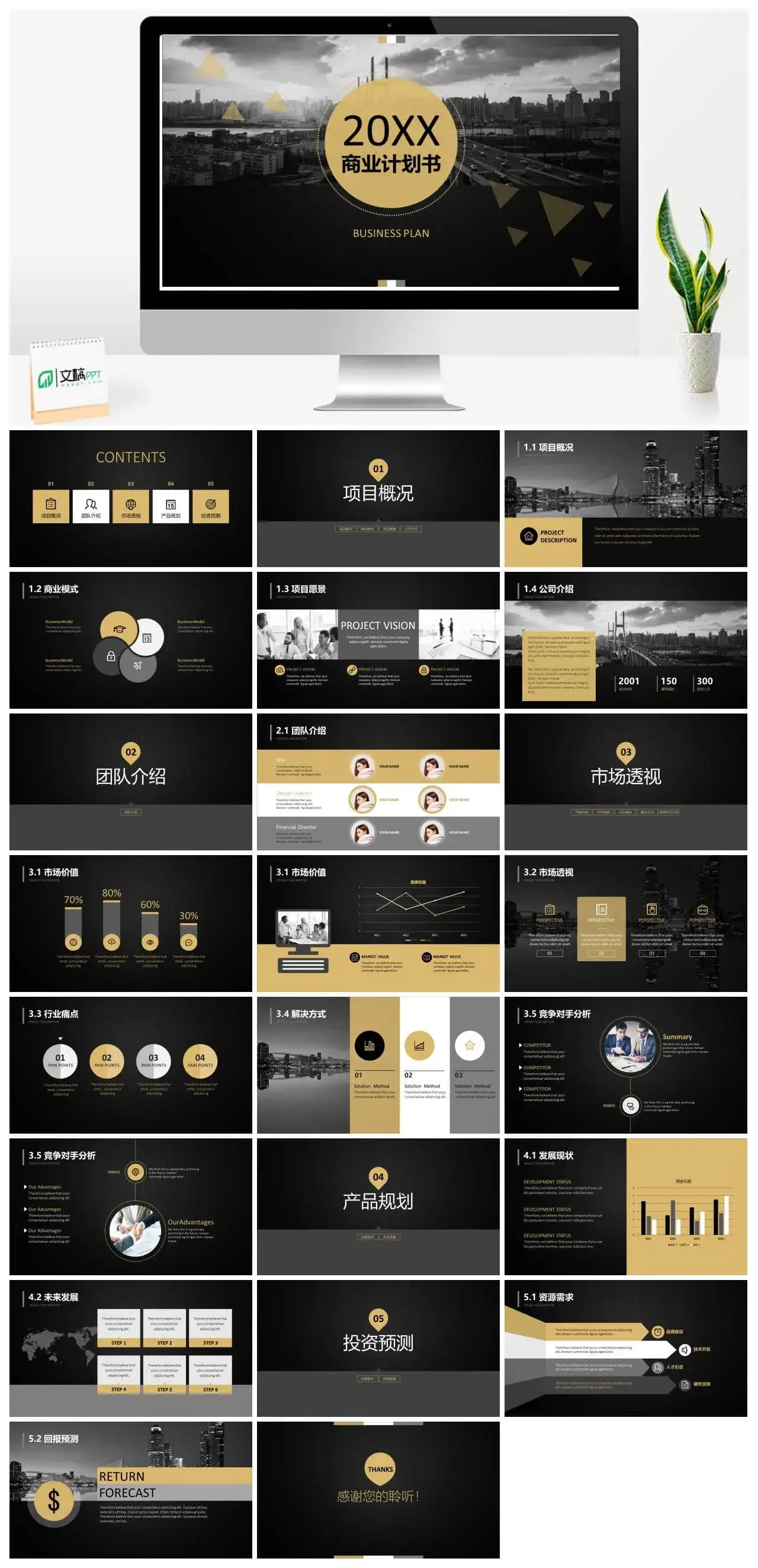 20XX商务计划书欧美高端企业通用PPT模板