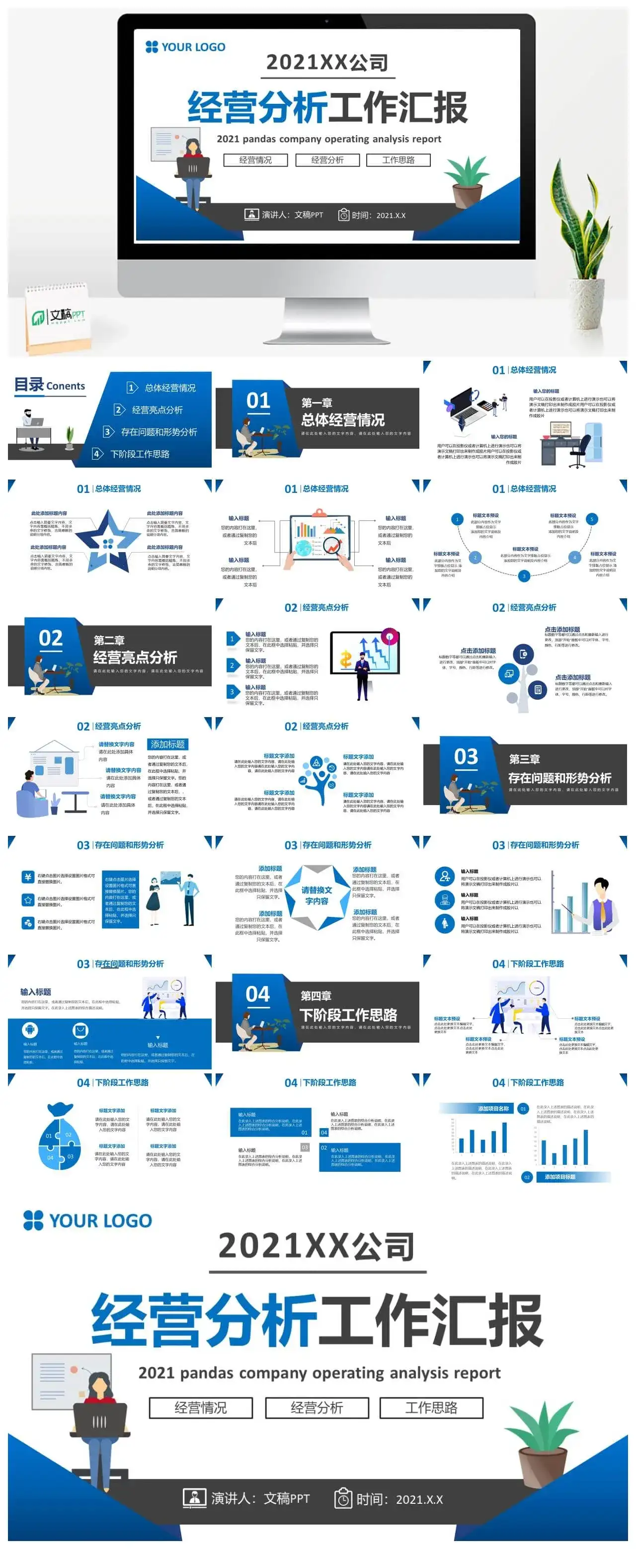 2022公司年终经营分析工作汇报通用PPT模板