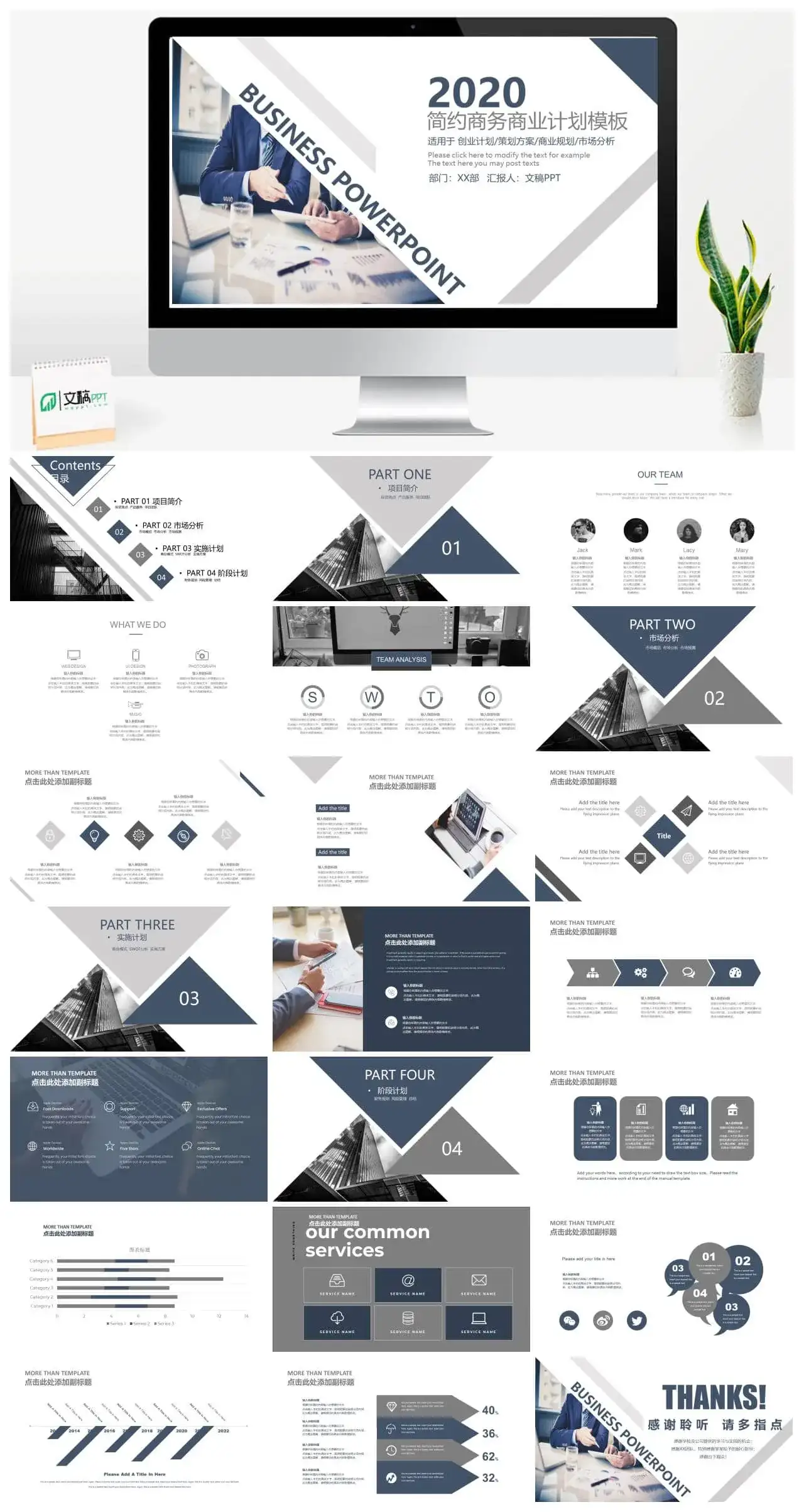 三角形设计创意商务PPT模板