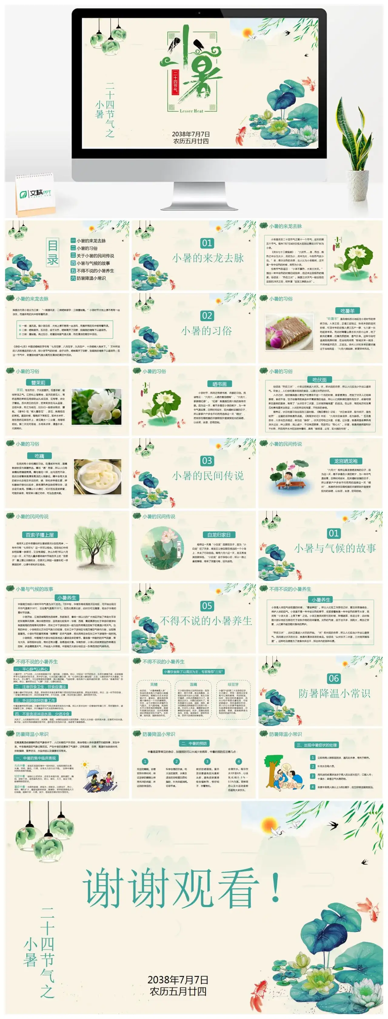 二十四节气之小暑PPT模版