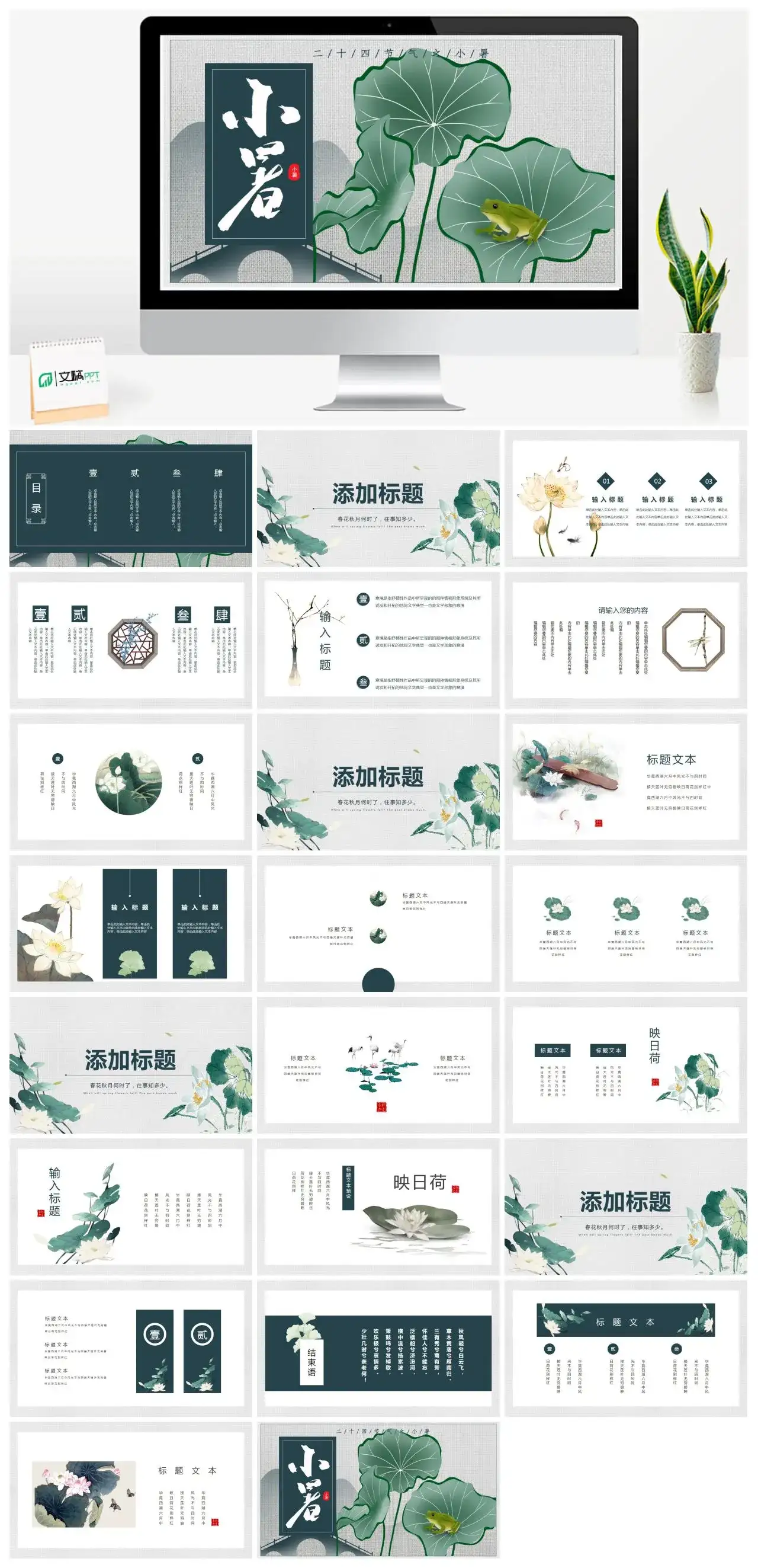 简约二十四节气之小暑PPT模版