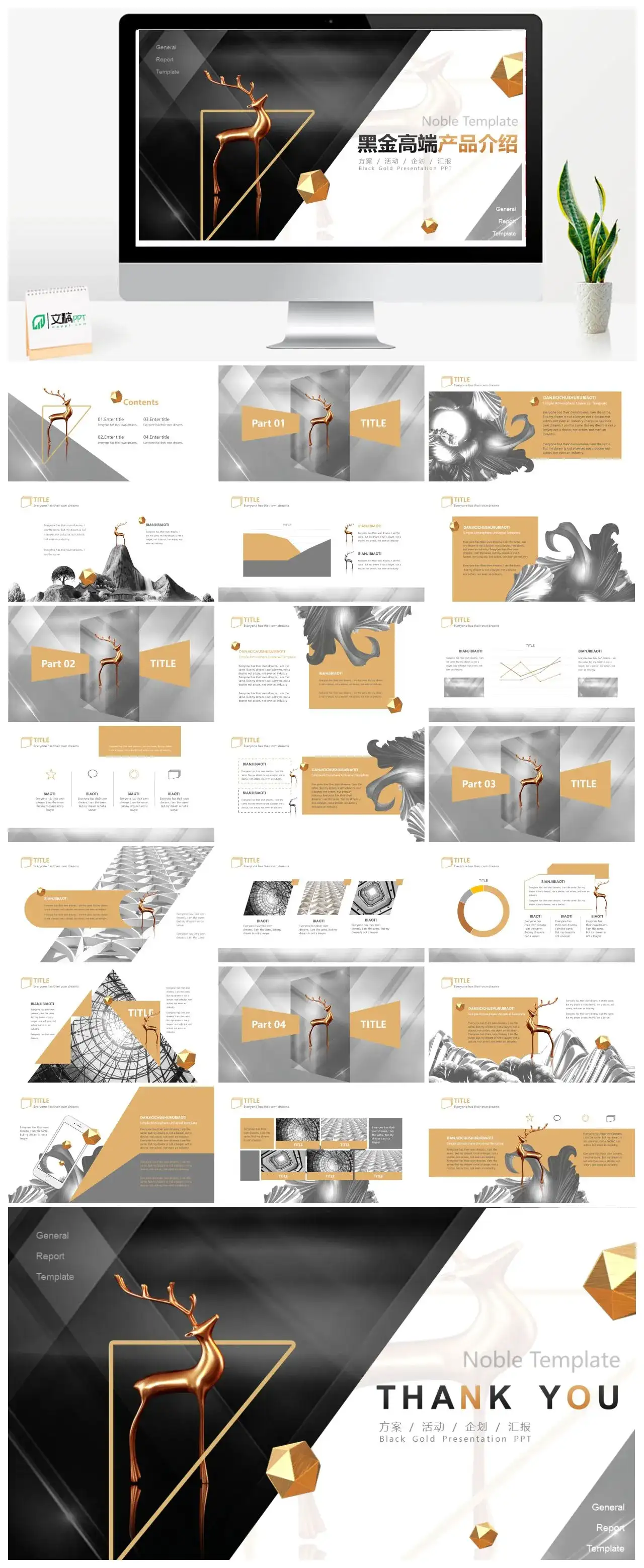 简约黑金高端产品介绍PPT模版