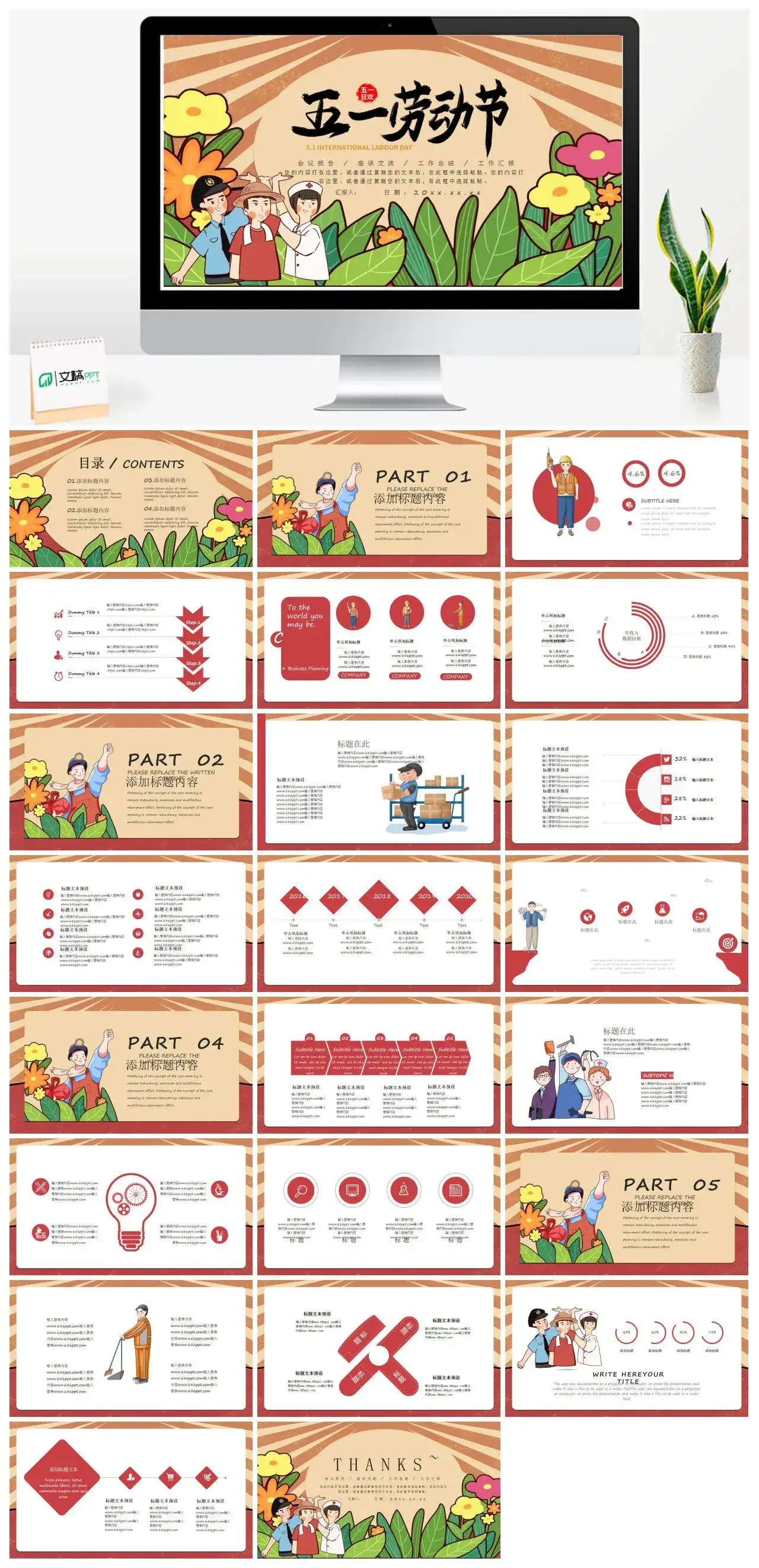 五一劳动节会议报告总作总结PPT模板 五一劳动节会议报告总作总结PPT模板