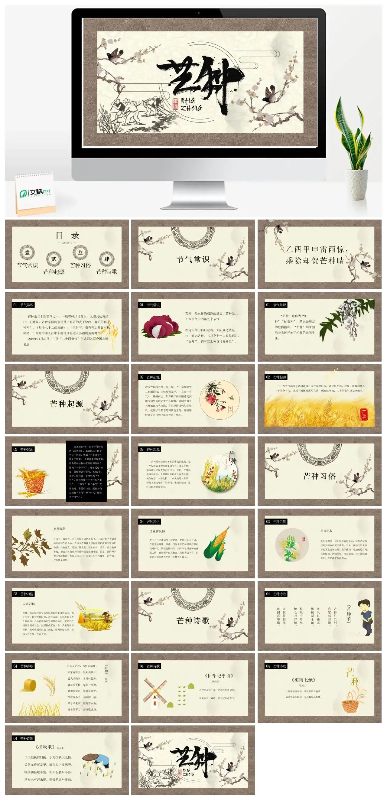中国风芒种节气PPT模板