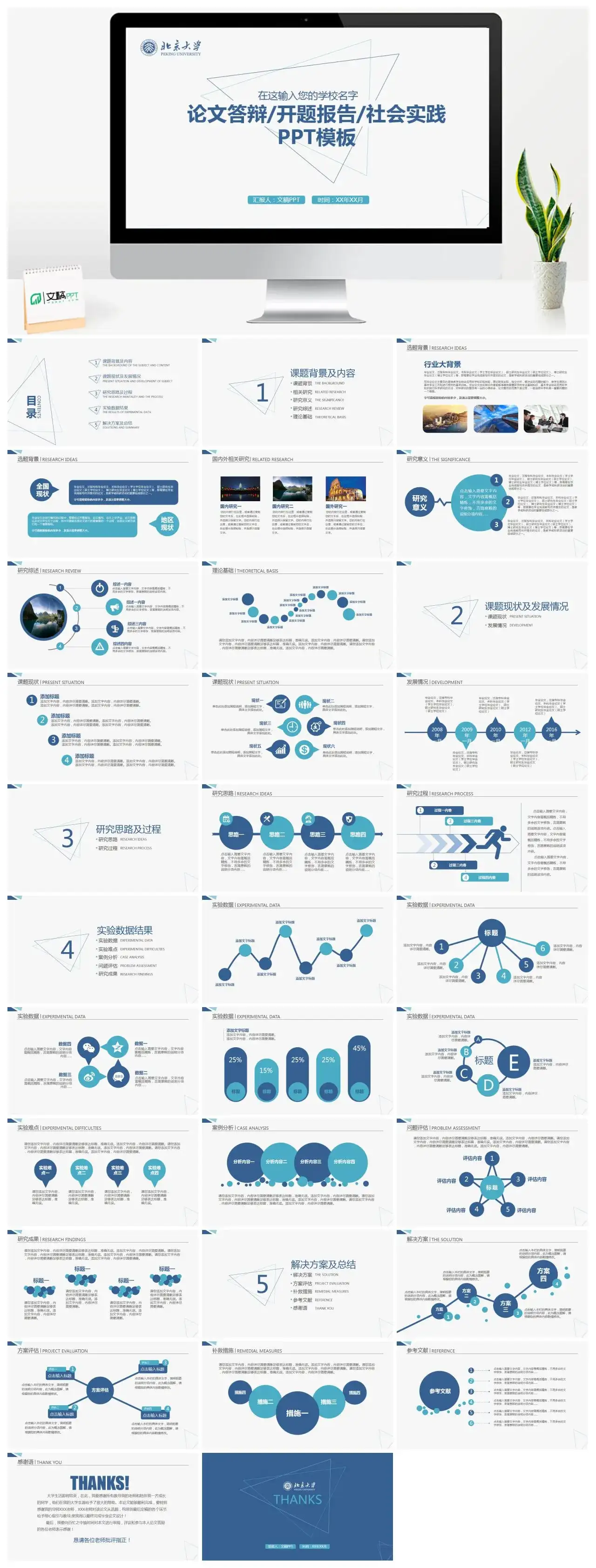 简约实用毕业论文答辩开题报告社会实践动态PPT模板