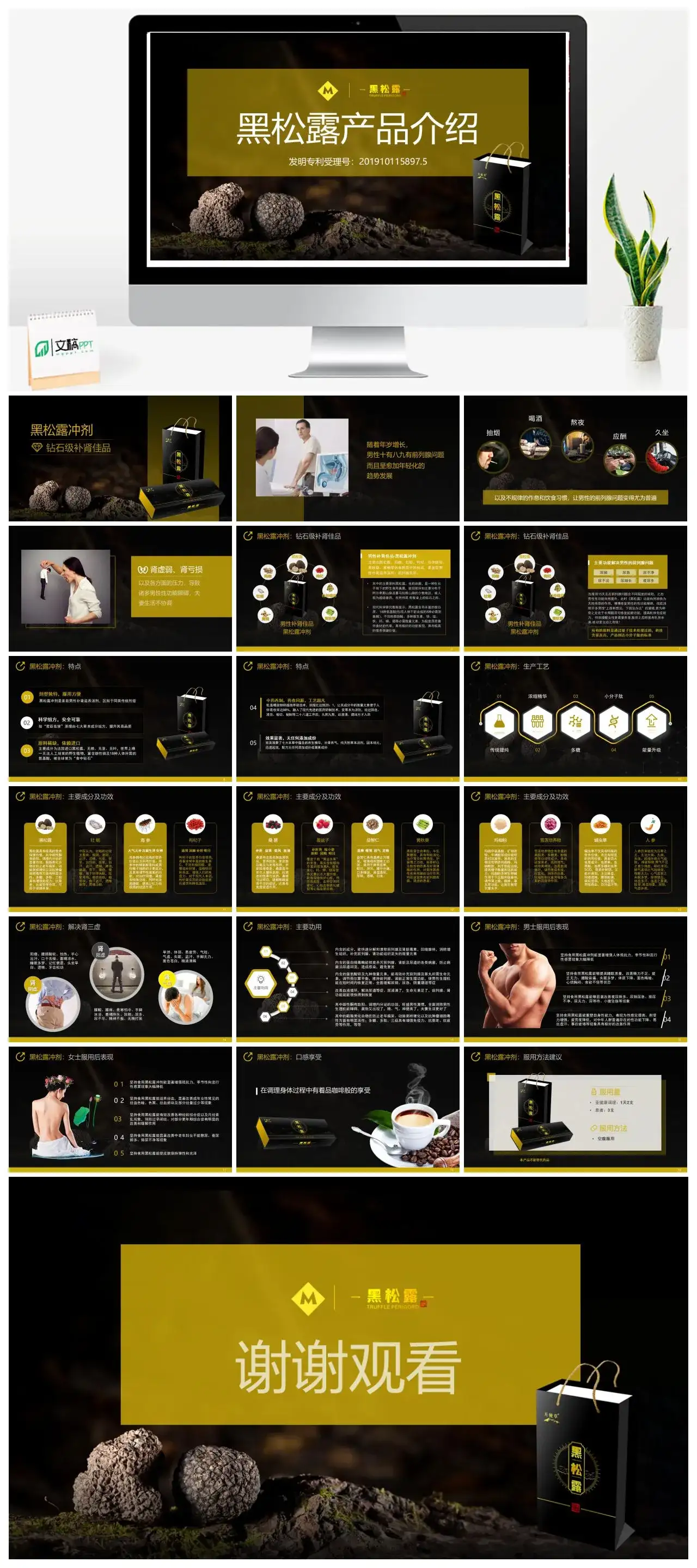 商务男性肾保健黑松露产品介绍PPT模板