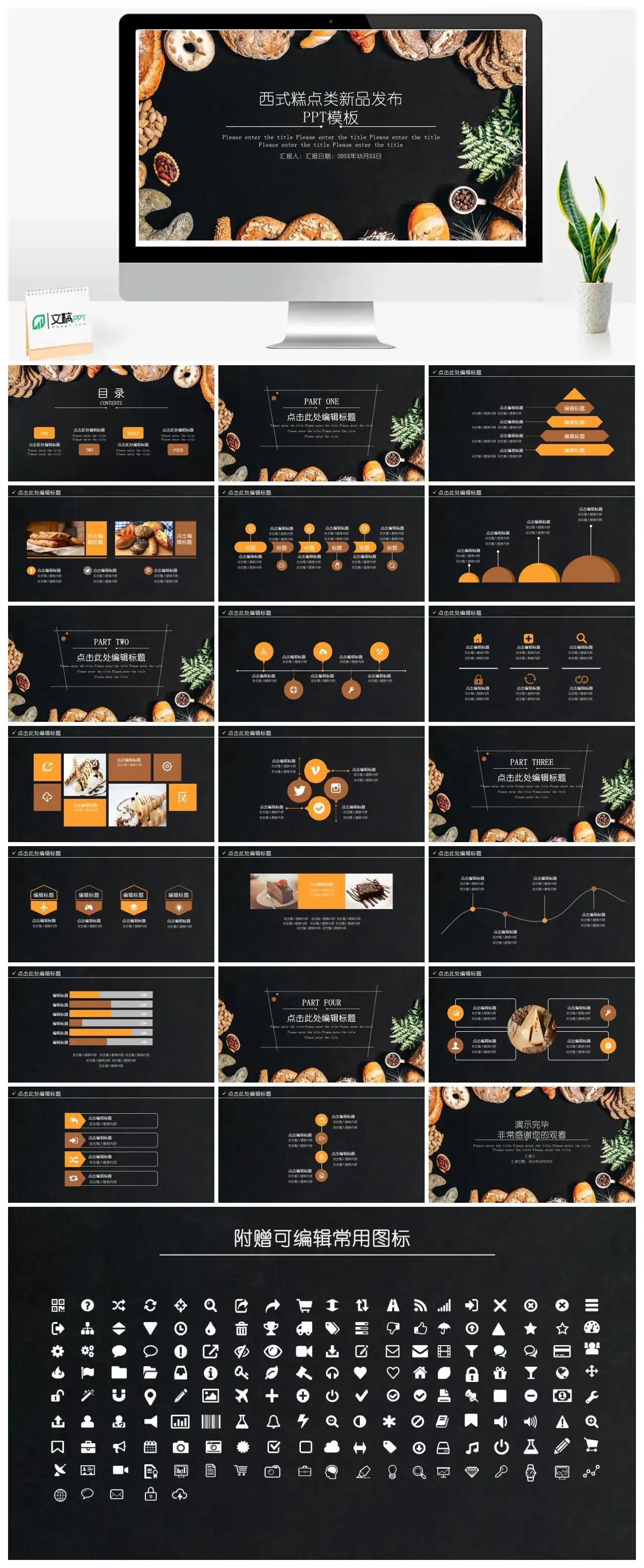 西式糕点类新品发布PPT模板