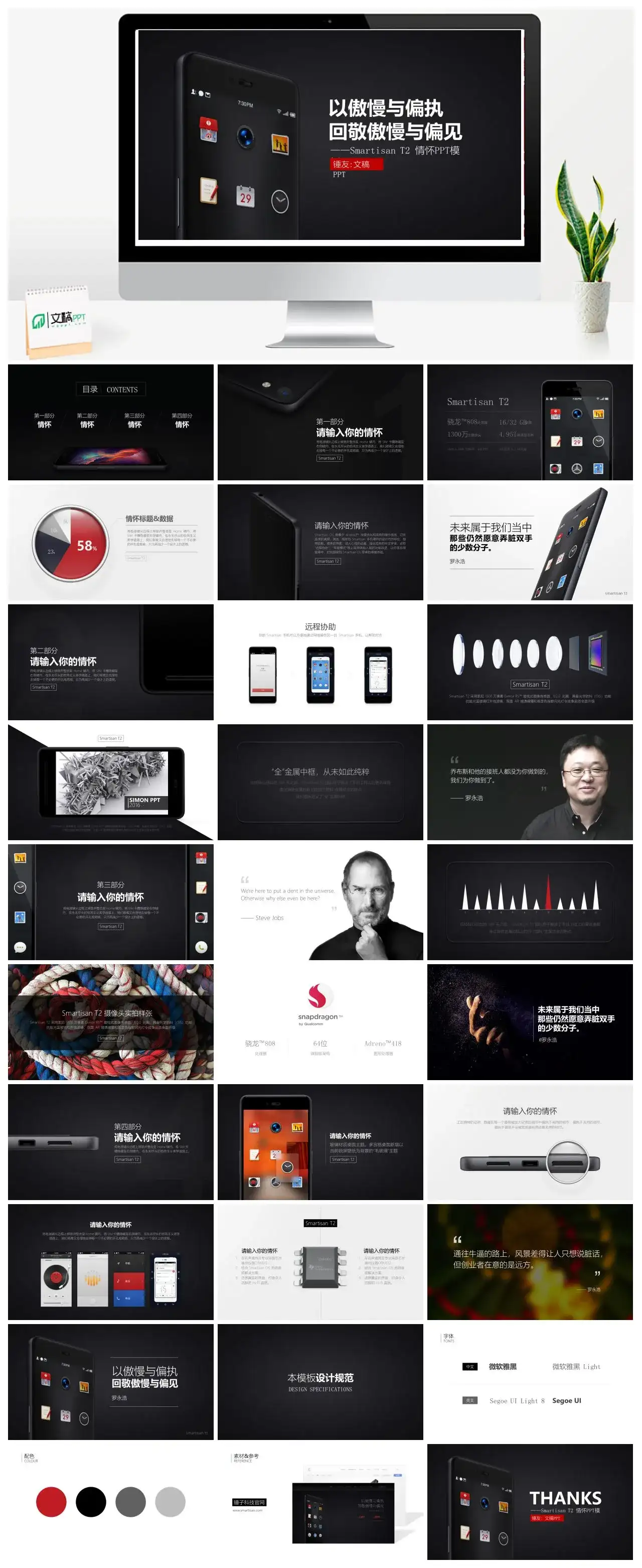 商务以傲慢与偏执回敬傲慢与偏见SmartisanT2情怀PPT模板