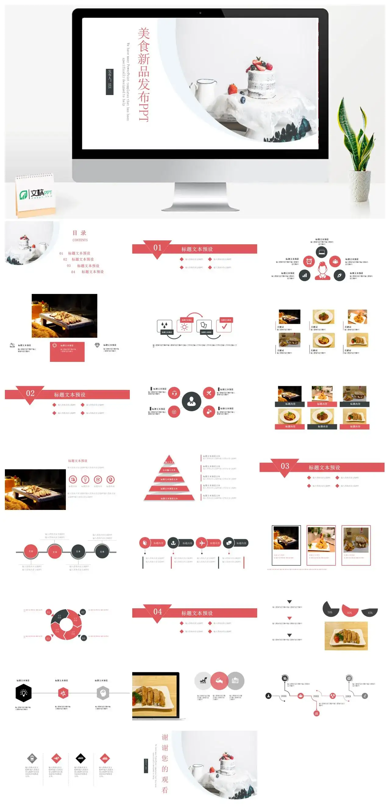 简约美食新品发布PPT模板