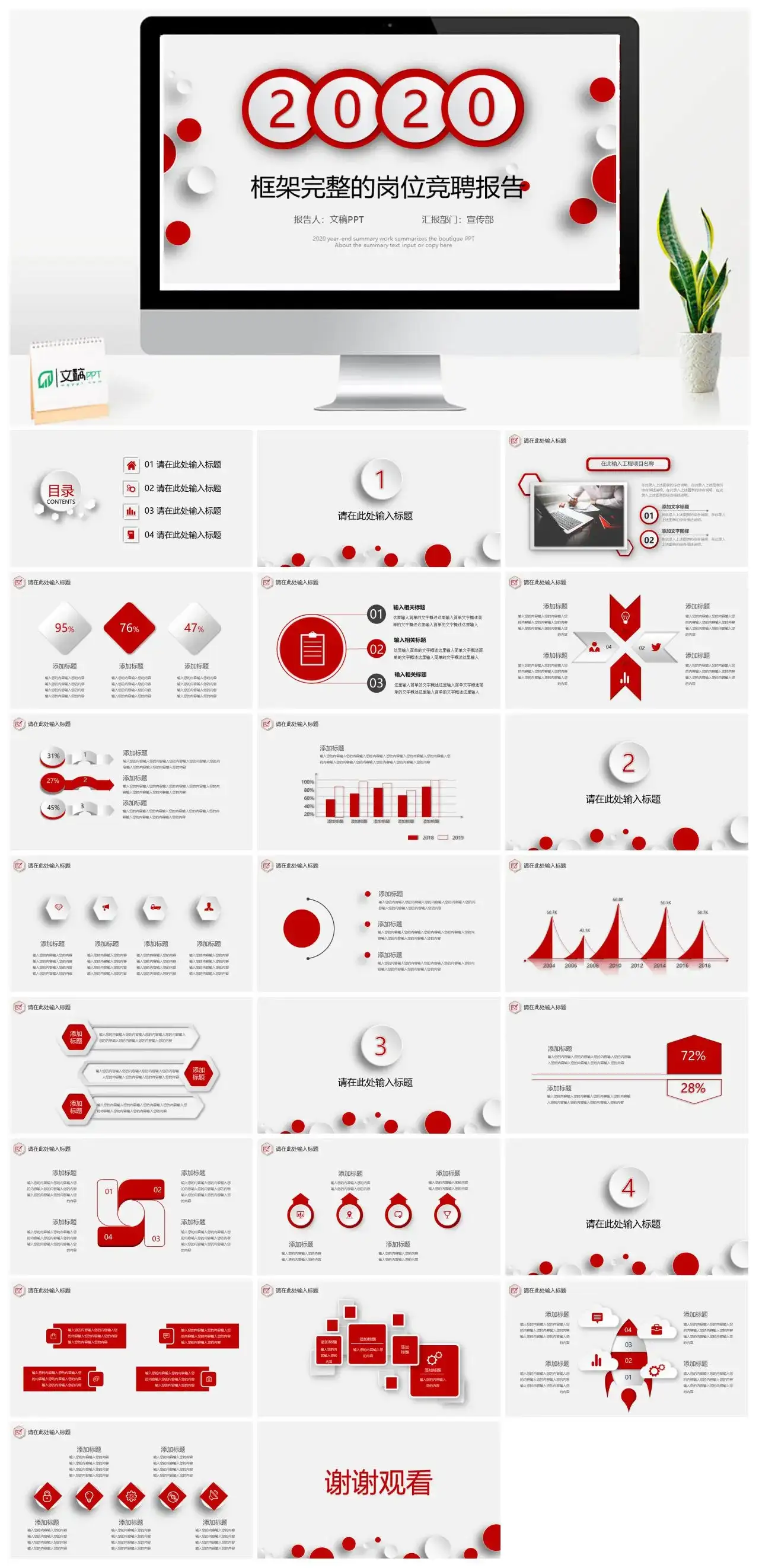 微粒体框架完整的岗位竞聘报告ppt模板