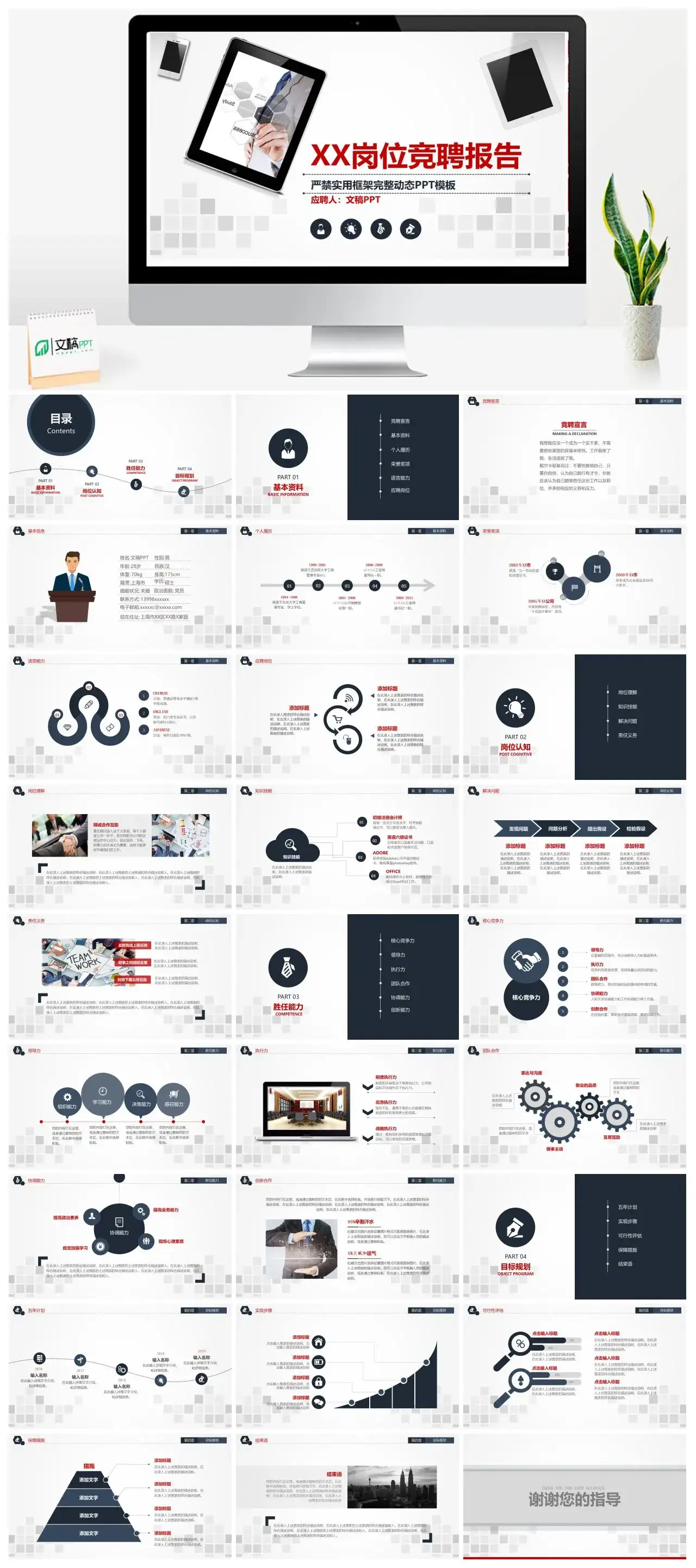 商务岗位竞聘报告PPT模版