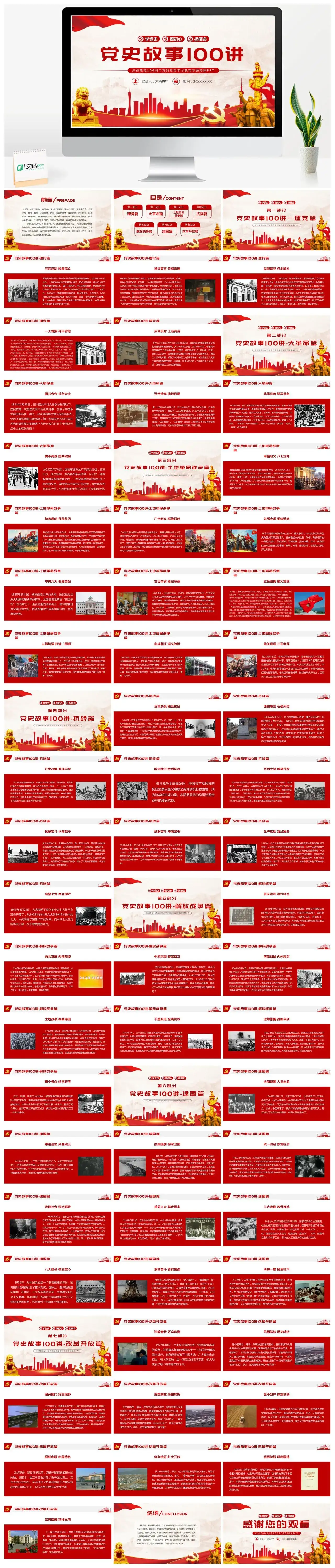 建党100周年党史故事100讲党课党史PPT