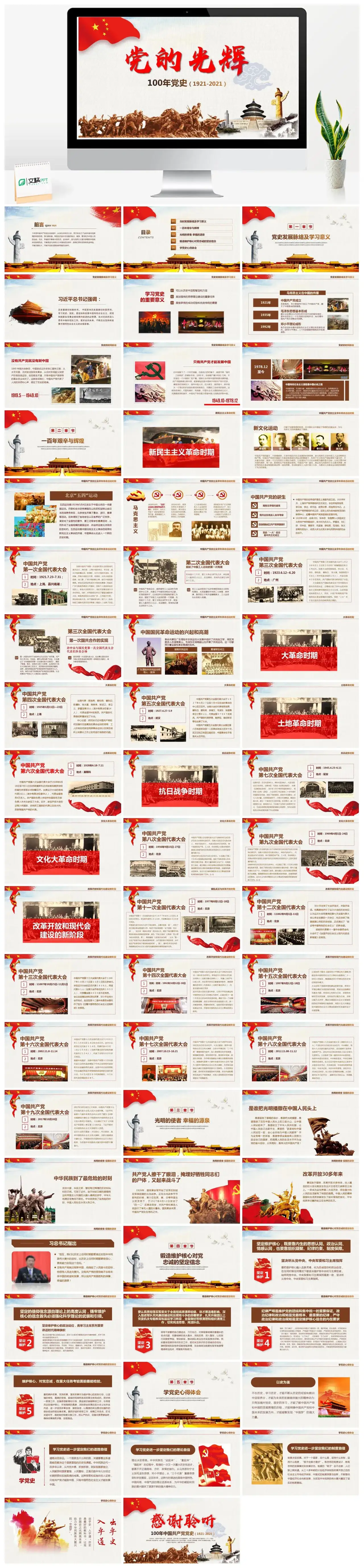 建党100周年党史党课PPT
