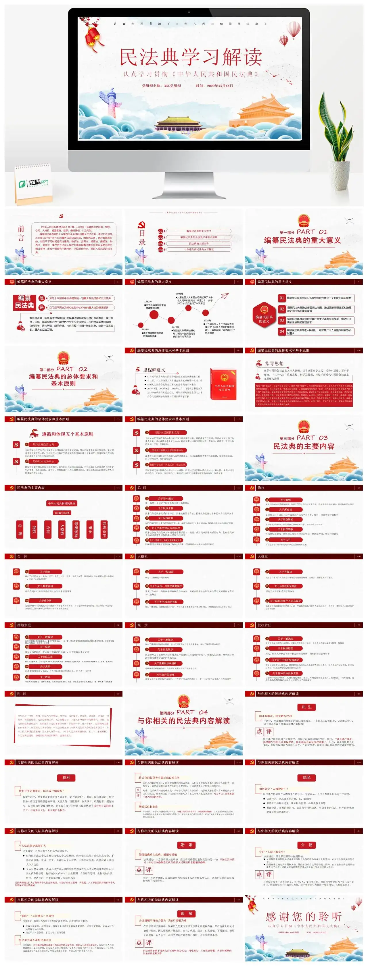 含讲稿民法典学习解读党课PPT