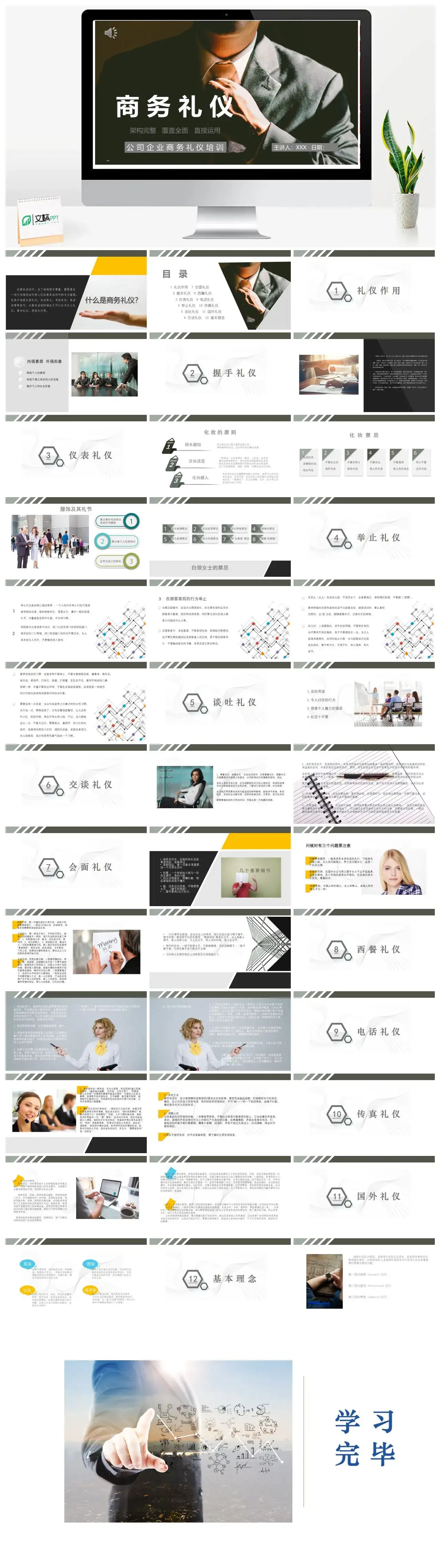 白色商务风公司企业商务礼仪培训PPT模板