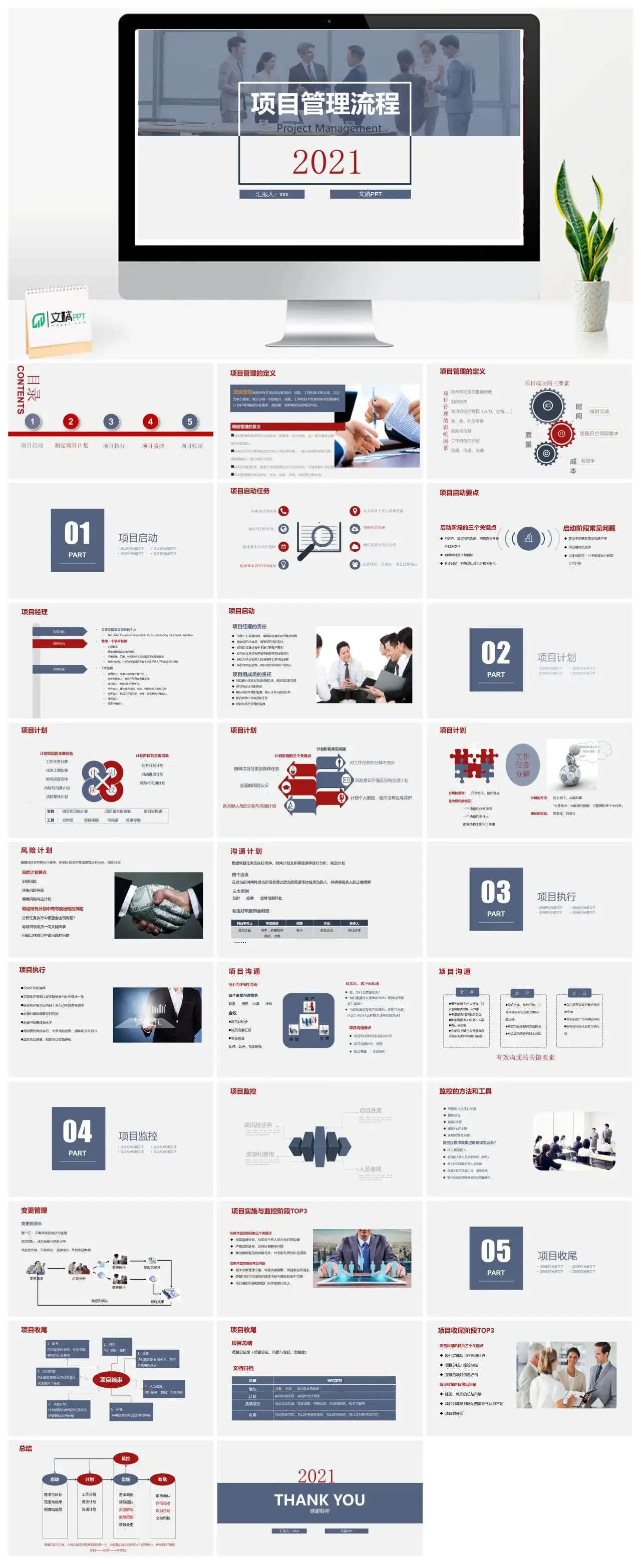 简约项目管理流程培训PPT模板