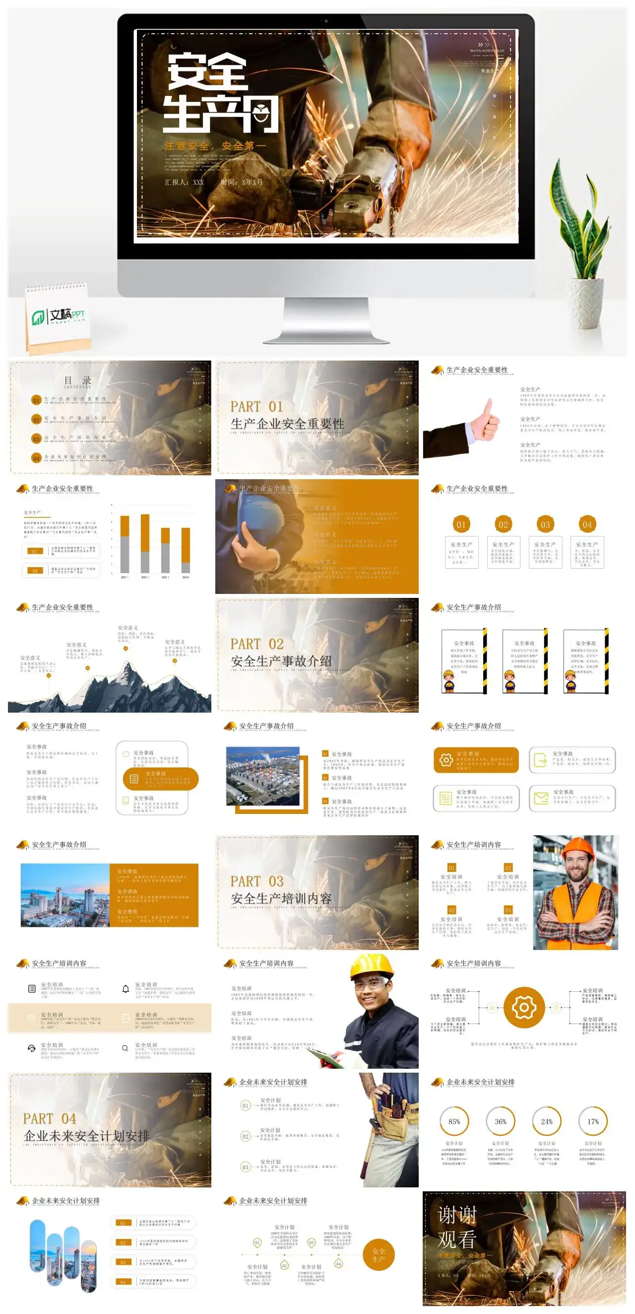 简约安全生产月PPT模板