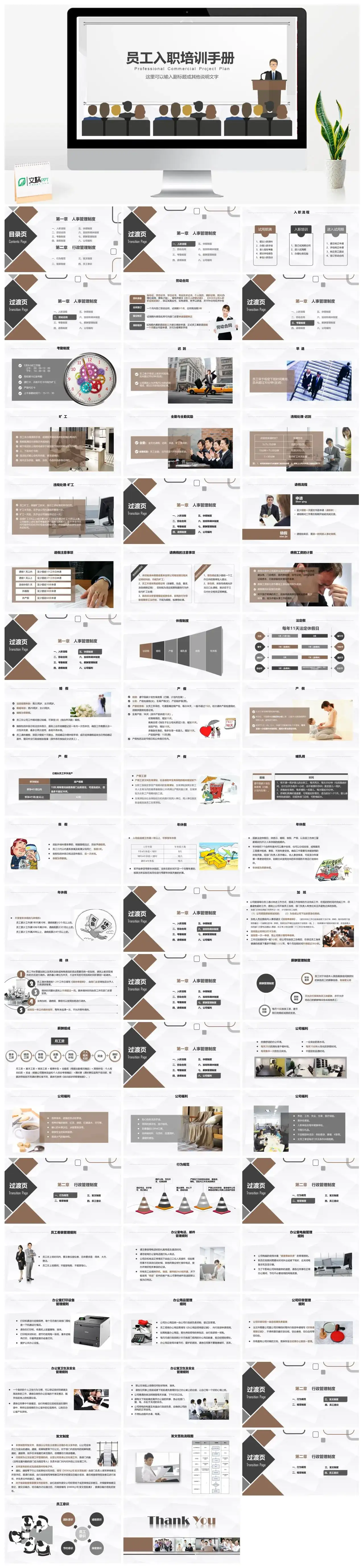 商务风企业员工入职培训手册PPT模板