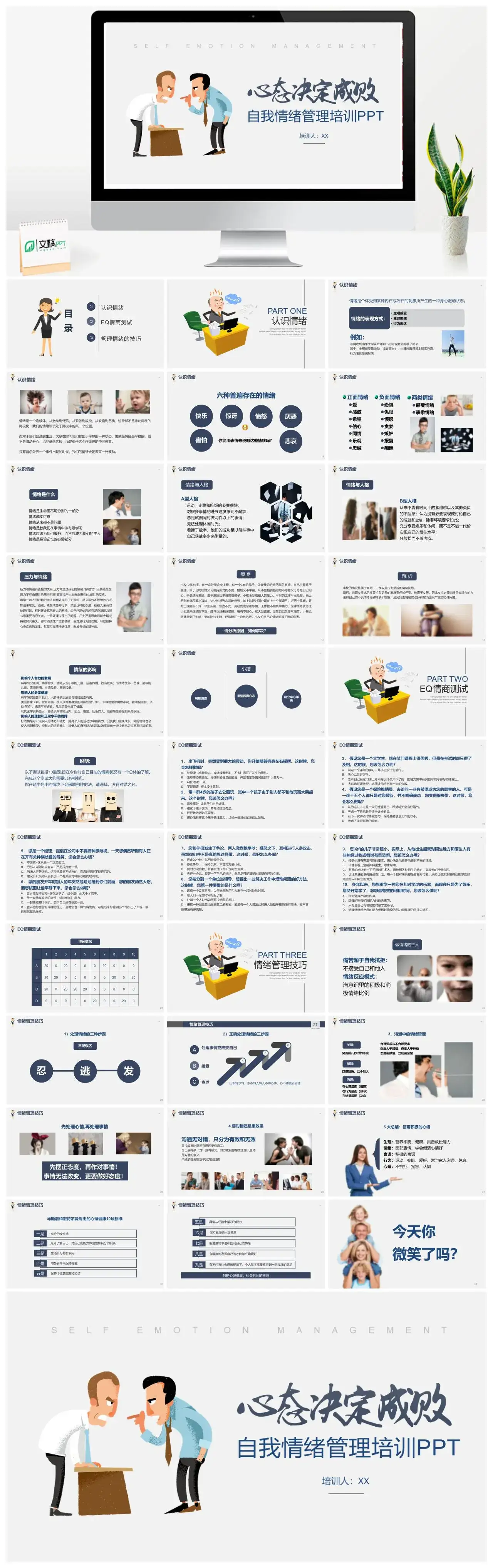 商务实用心态决定成败自我情绪管理培训PPT模板