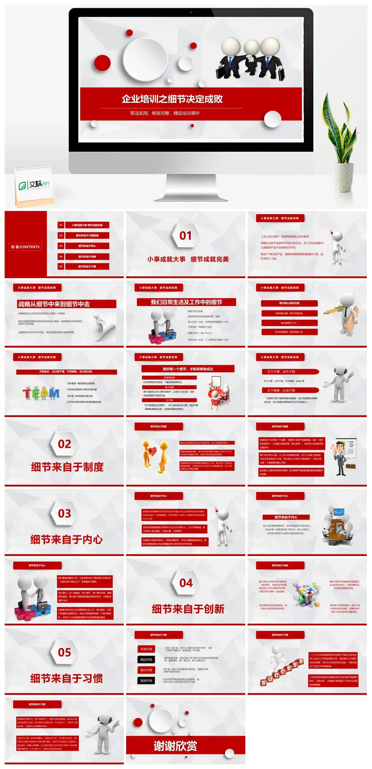 简约简洁实用企业培训之细节决定成败PPT模板