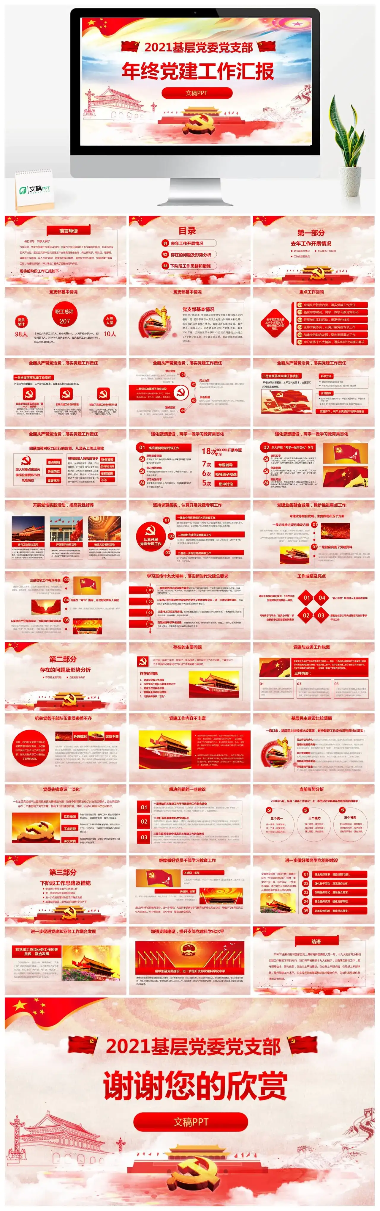 基层党委党支部年终党建工作汇报党课PPT