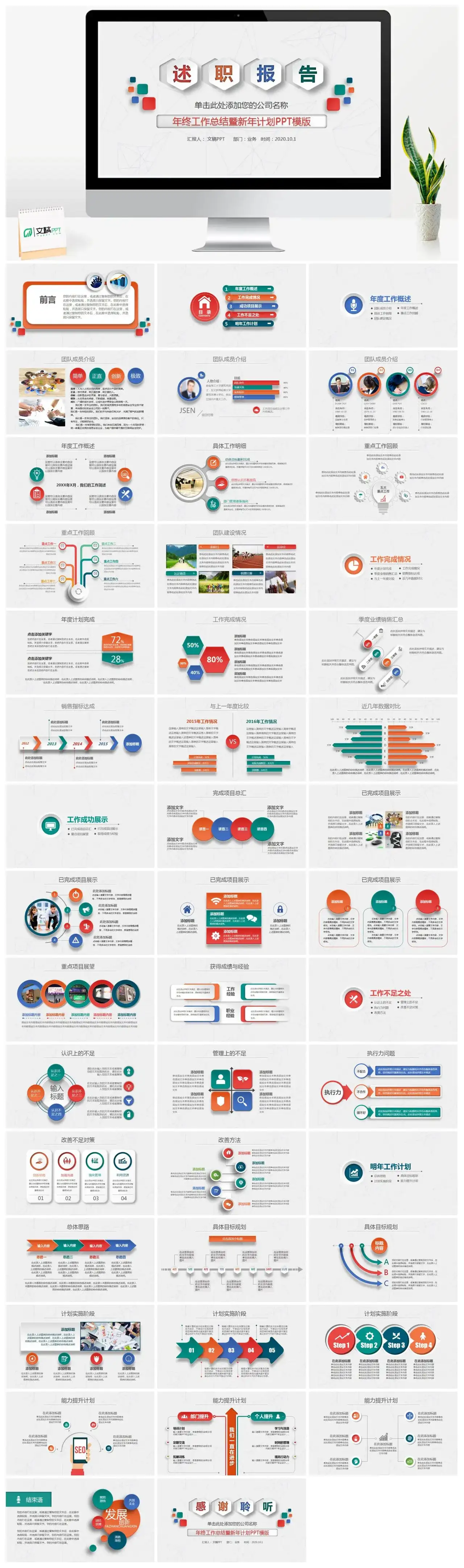 商务简约述职报告年终工作总结暨新年计划PPT模版 商务简约述职报告年终工作总结暨新年计划PPT模版
