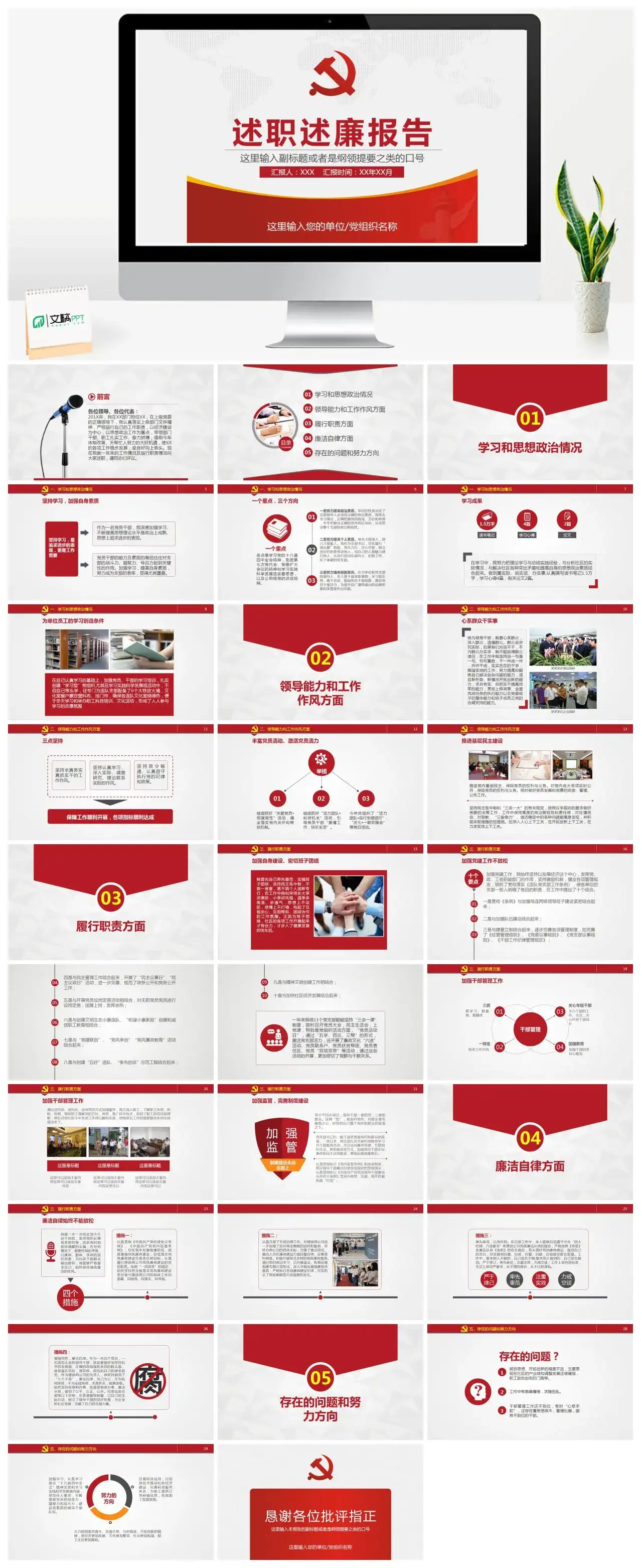 述职述廉报告党课PPT