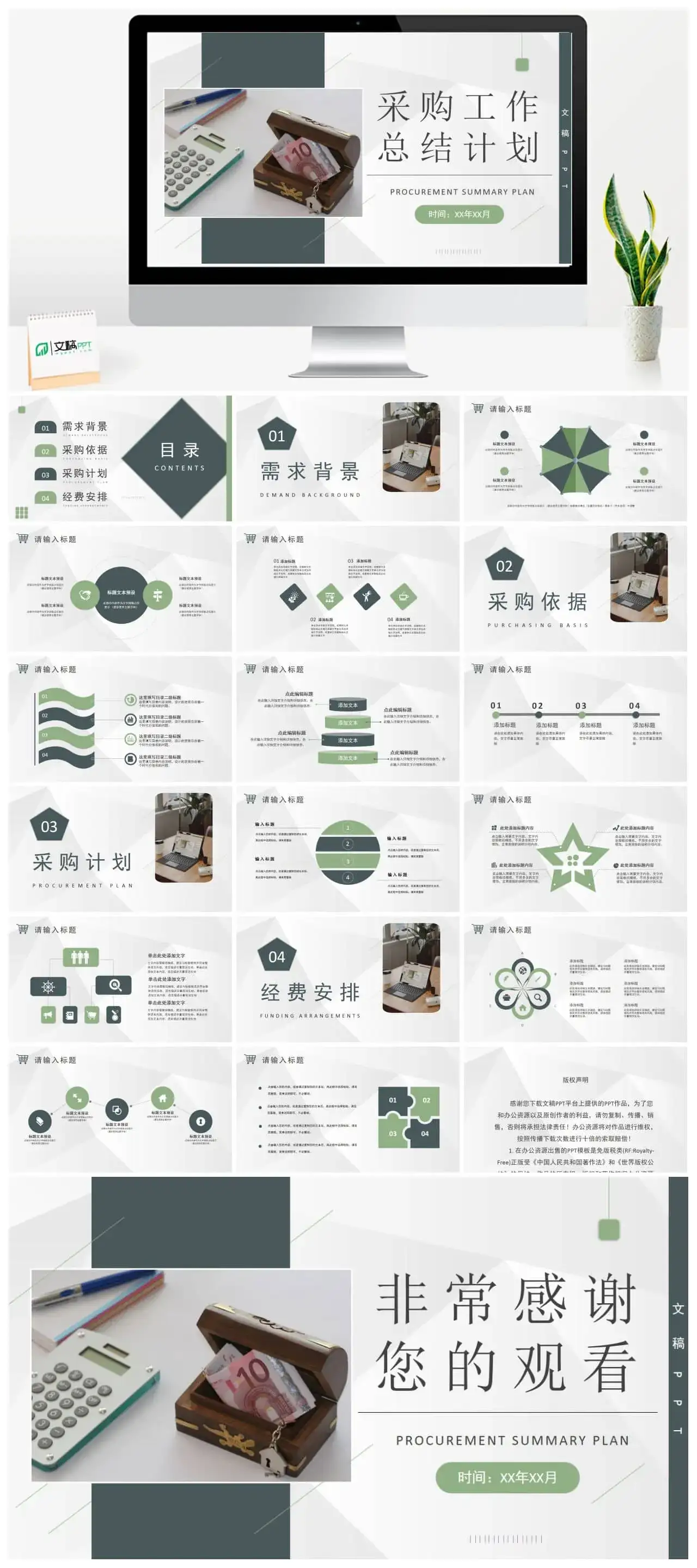采购部门年度工作总结计划单位采购需求汇报PPT模板