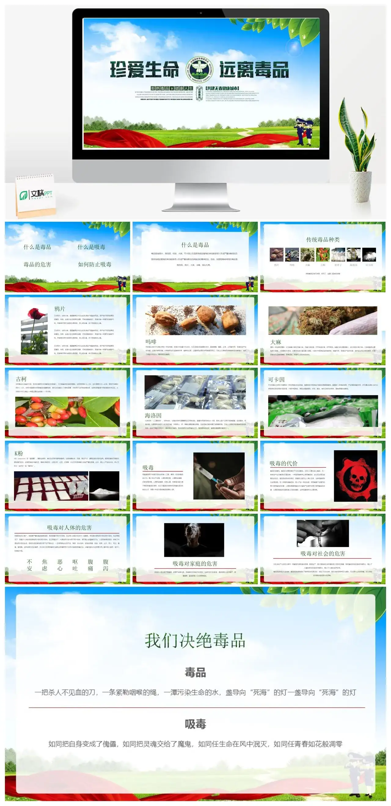 党政风珍爱生命远离毒品PPT模板