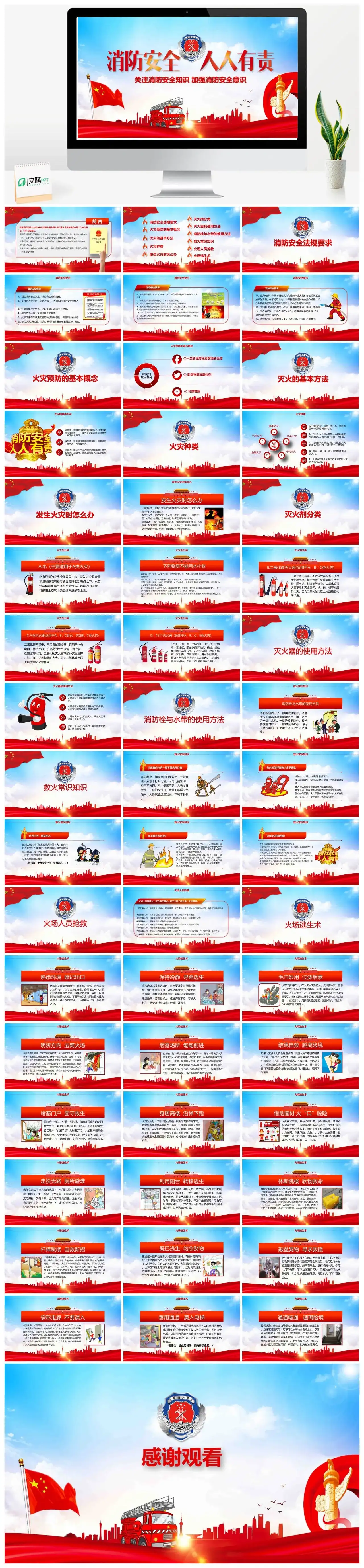 党政风消防安全知识培训防火知识培训消防安全法规要求PPT模板