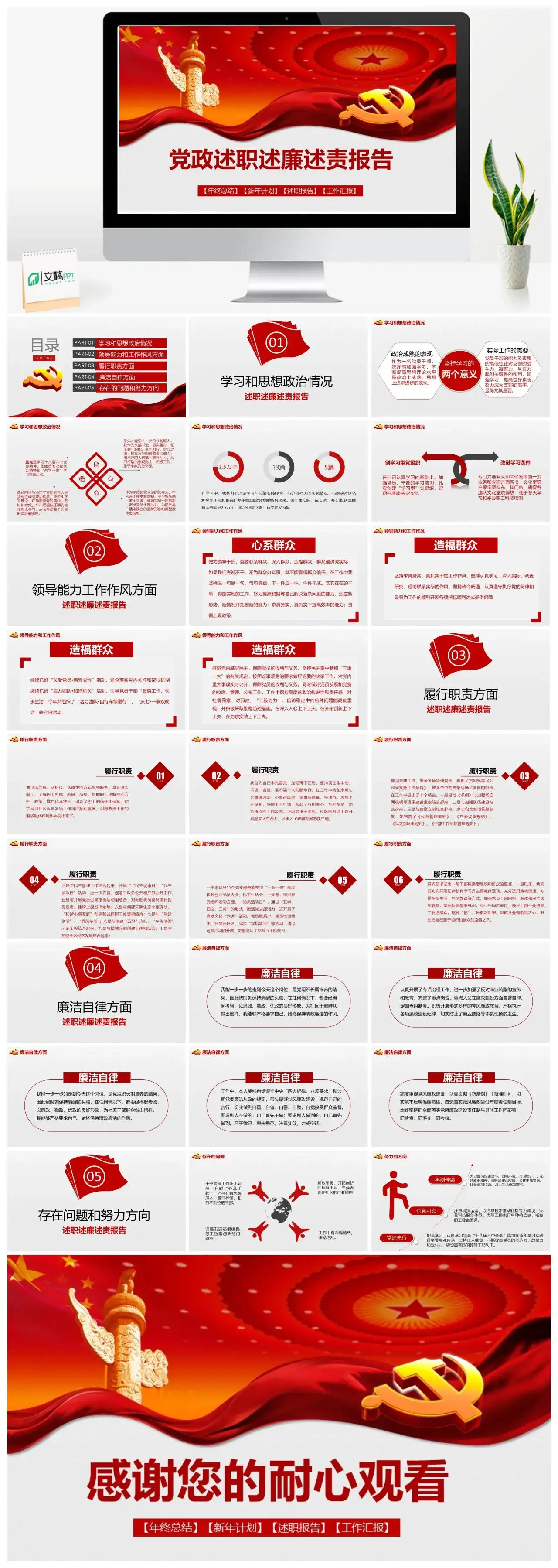 党政述职述廉述责报告党课PPT