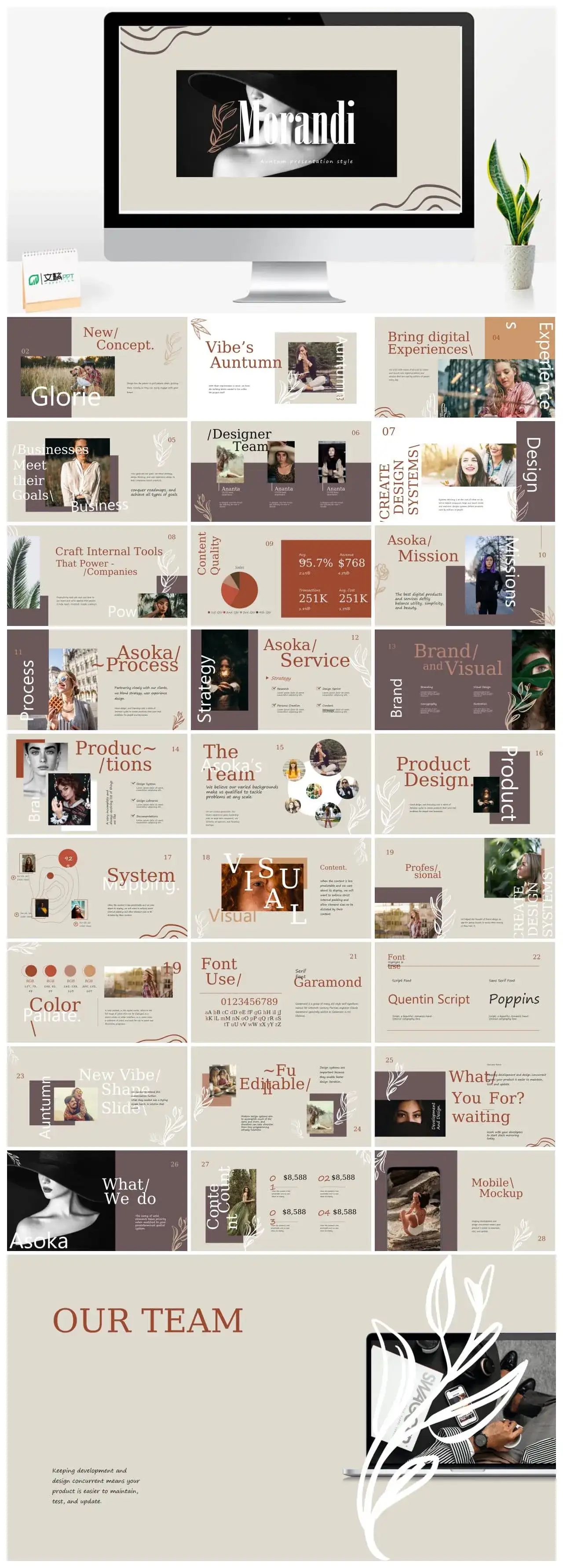 莫兰迪风尚PPTppt母版