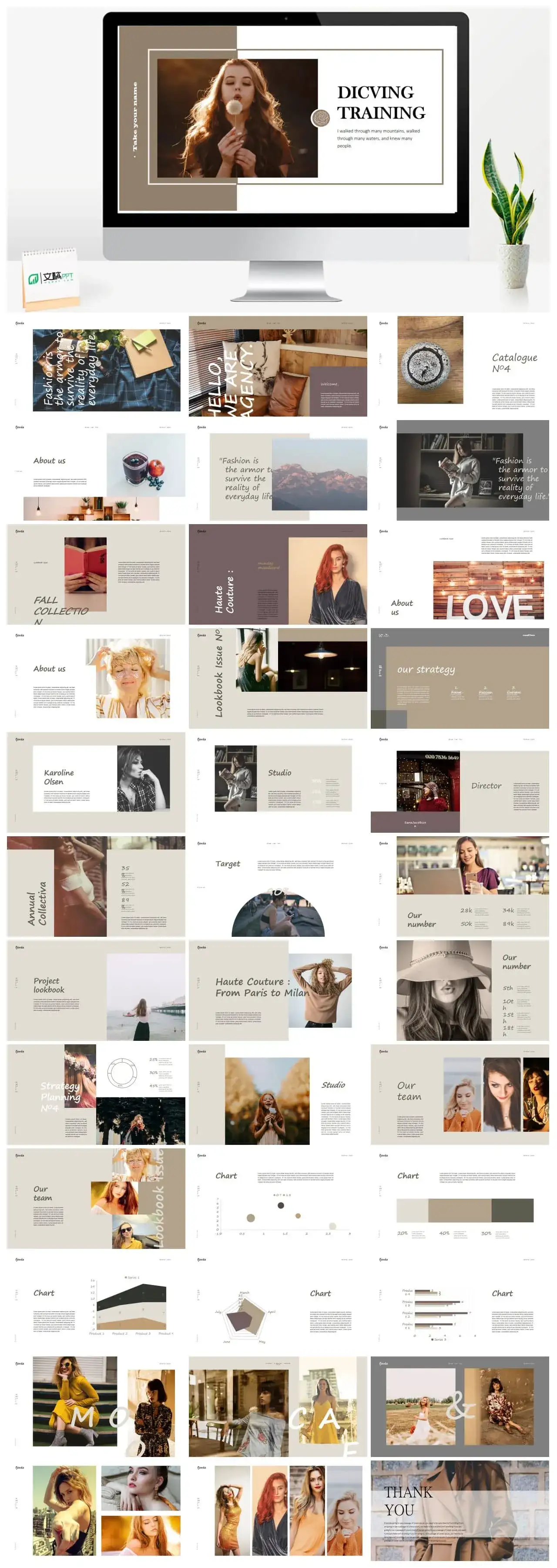 国外高端莫兰迪风尚产品详情PPT模板